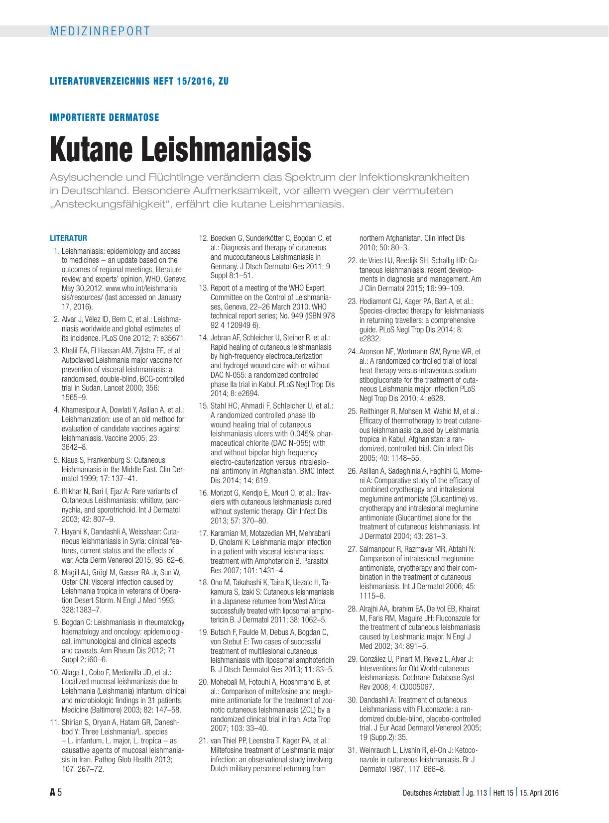 Vorschauseite 5: Importierte Dermatose: Kutane Leishmaniasis