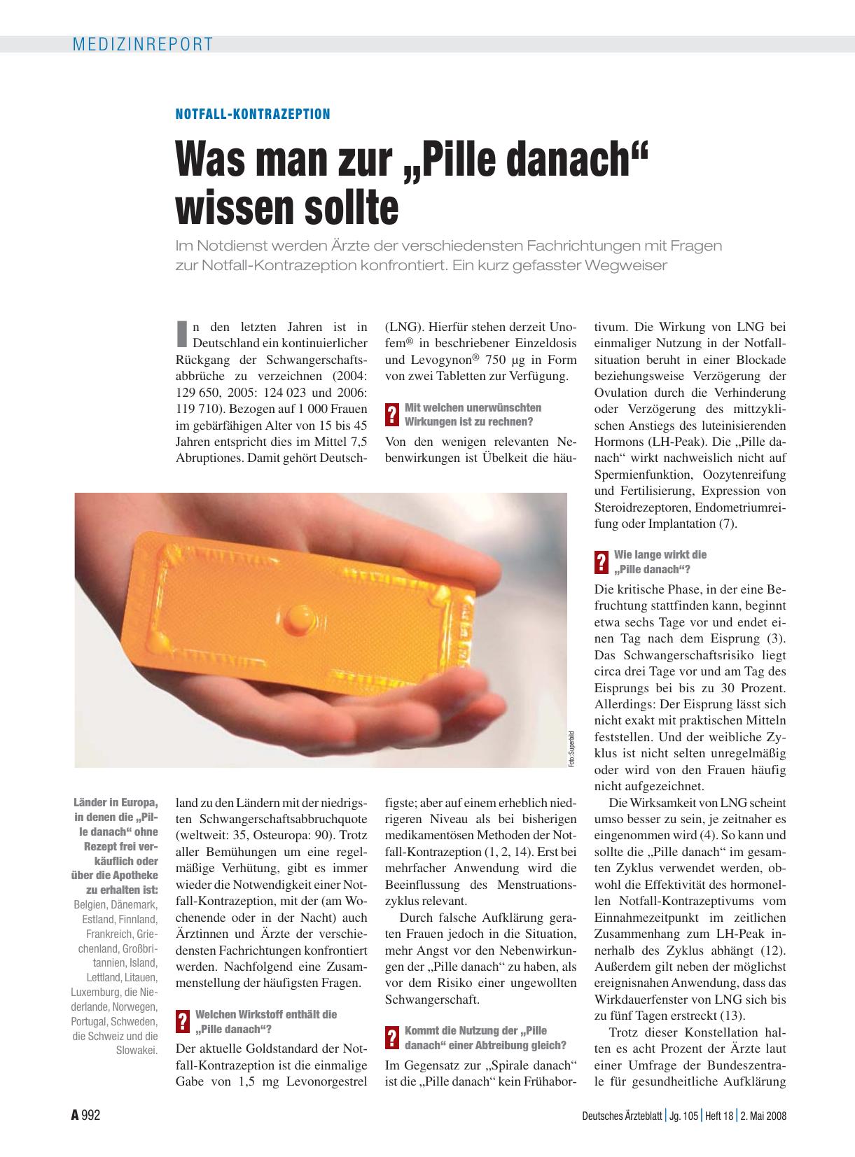 Vorschauseite 1: Notfall-Kontrazeption: Was man zur „Pille danach“ wissen sollte