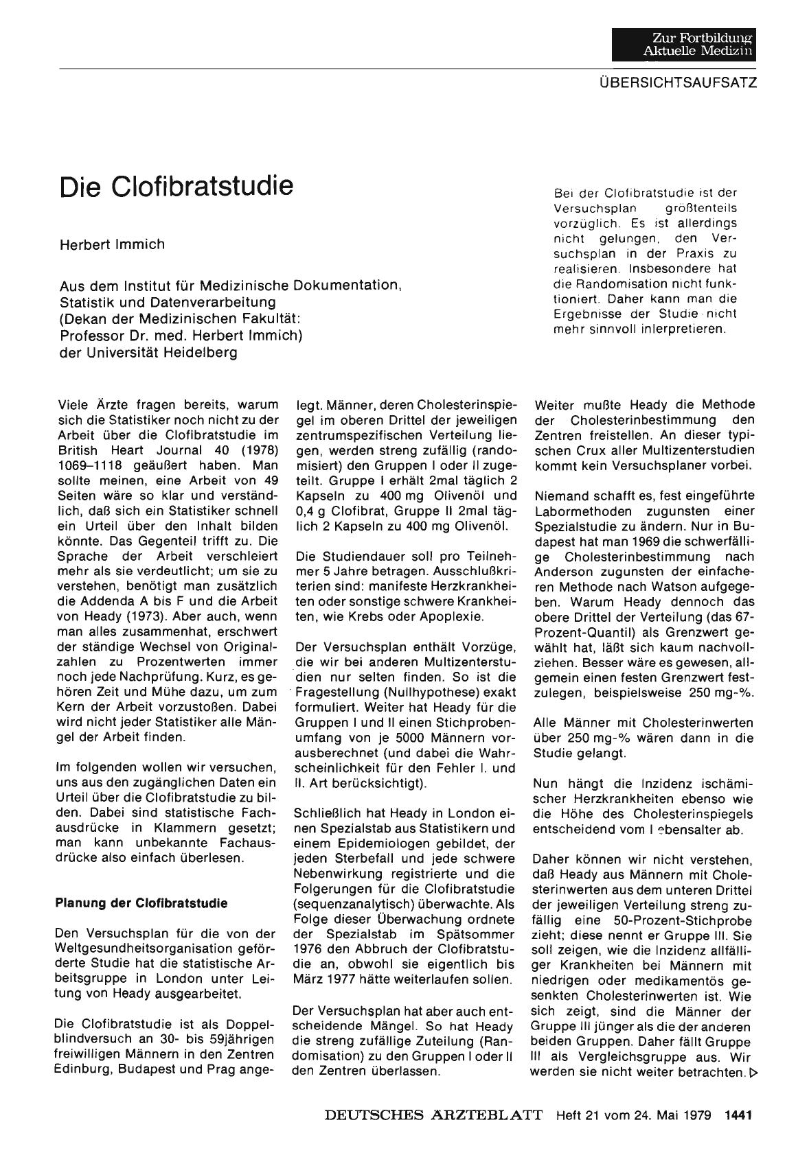 Vorschauseite 1: Die Clofibratstudie