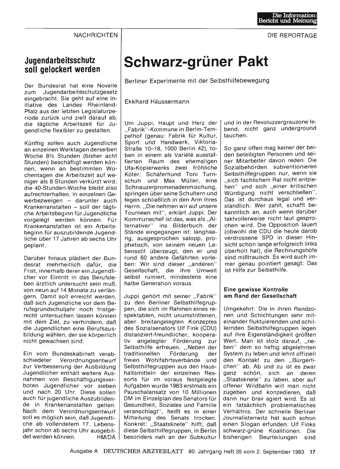 Vorschauseite 1: Schwarz-grüner Pakt: Berliner Experimente mit der Selbsthilfebewegung