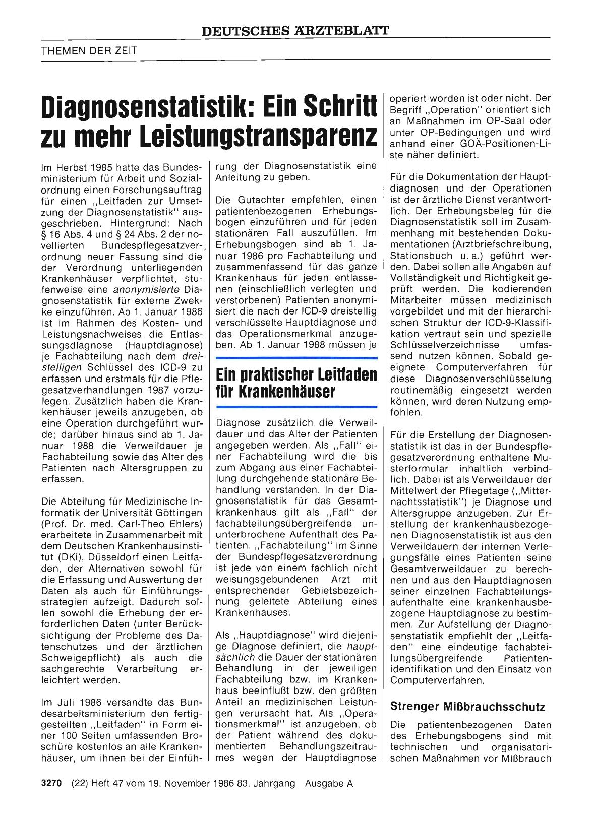 Vorschauseite 1: Diagnosenstatistik: Ein Schritt zu mehr Leistungstransparenz