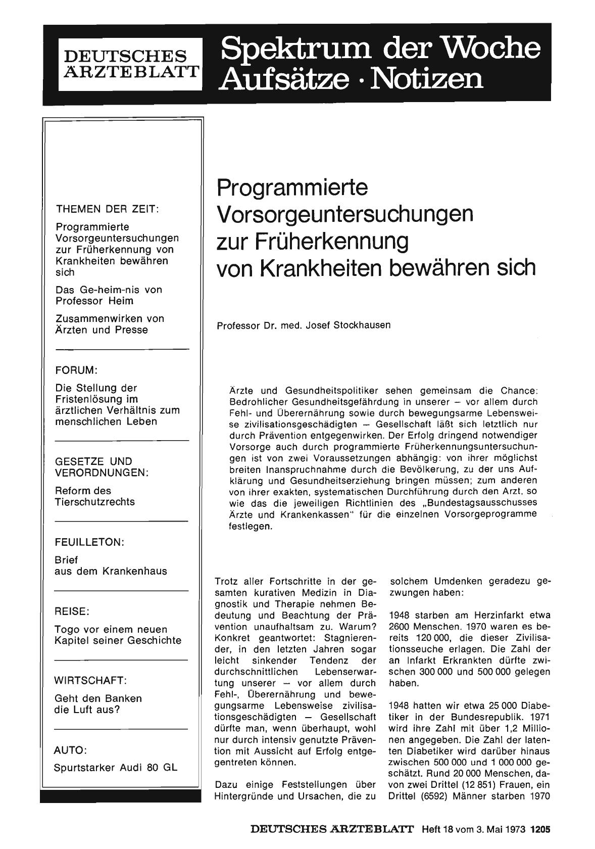 Vorschauseite 1: Programmierte Vorsorgeuntersuchungen zur Früherkennung von Krankheiten bewähren sich