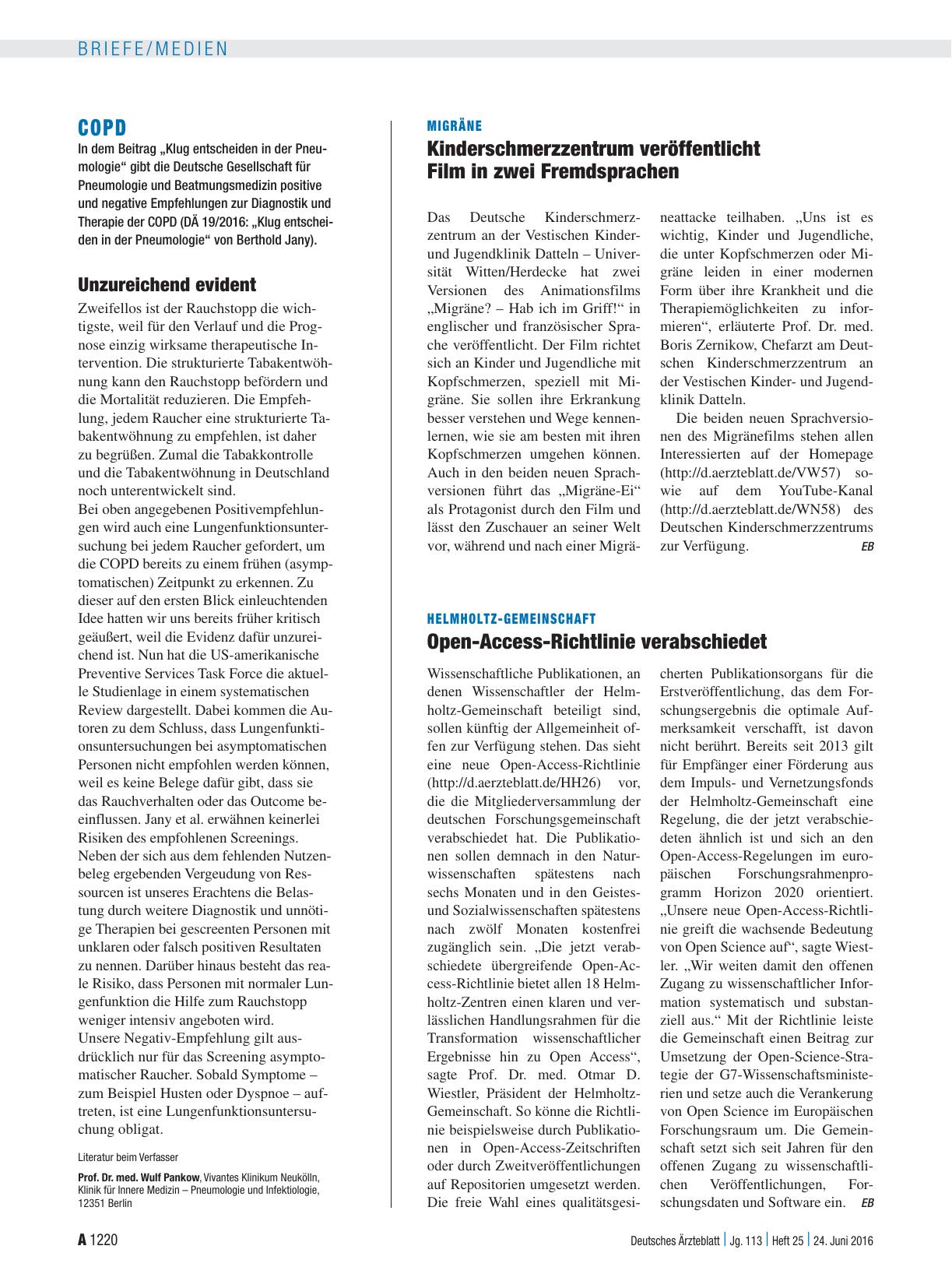 Vorschauseite 1: Helmholtz-Gemeinschaft: Open-Access-Richtlinie verabschiedet