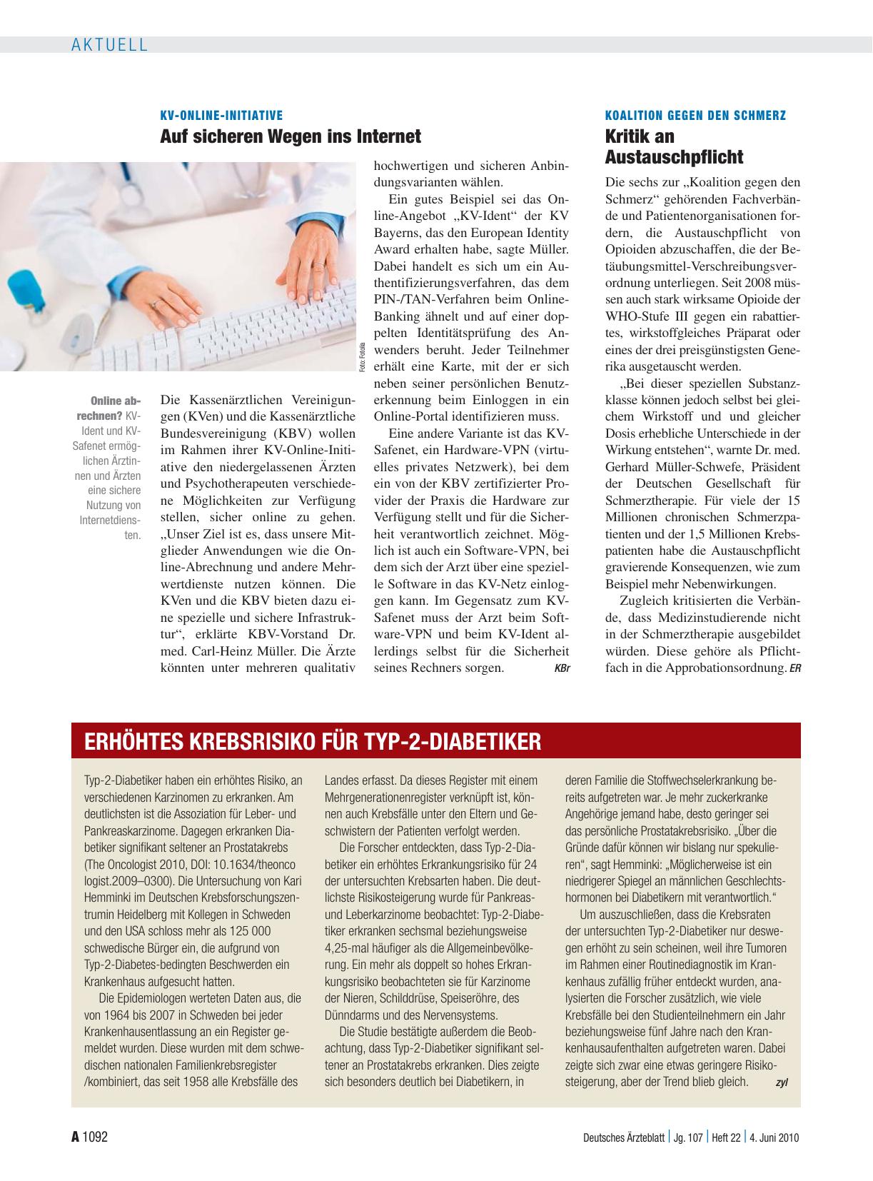 Vorschauseite 1: Erhöhtes Krebsrisiko für Typ-2-Diabetiker