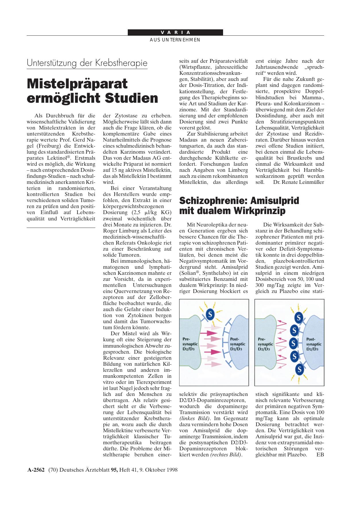 Vorschauseite 1: Schizophrenie – Amisulprid: mit dualem Wirkprinzip