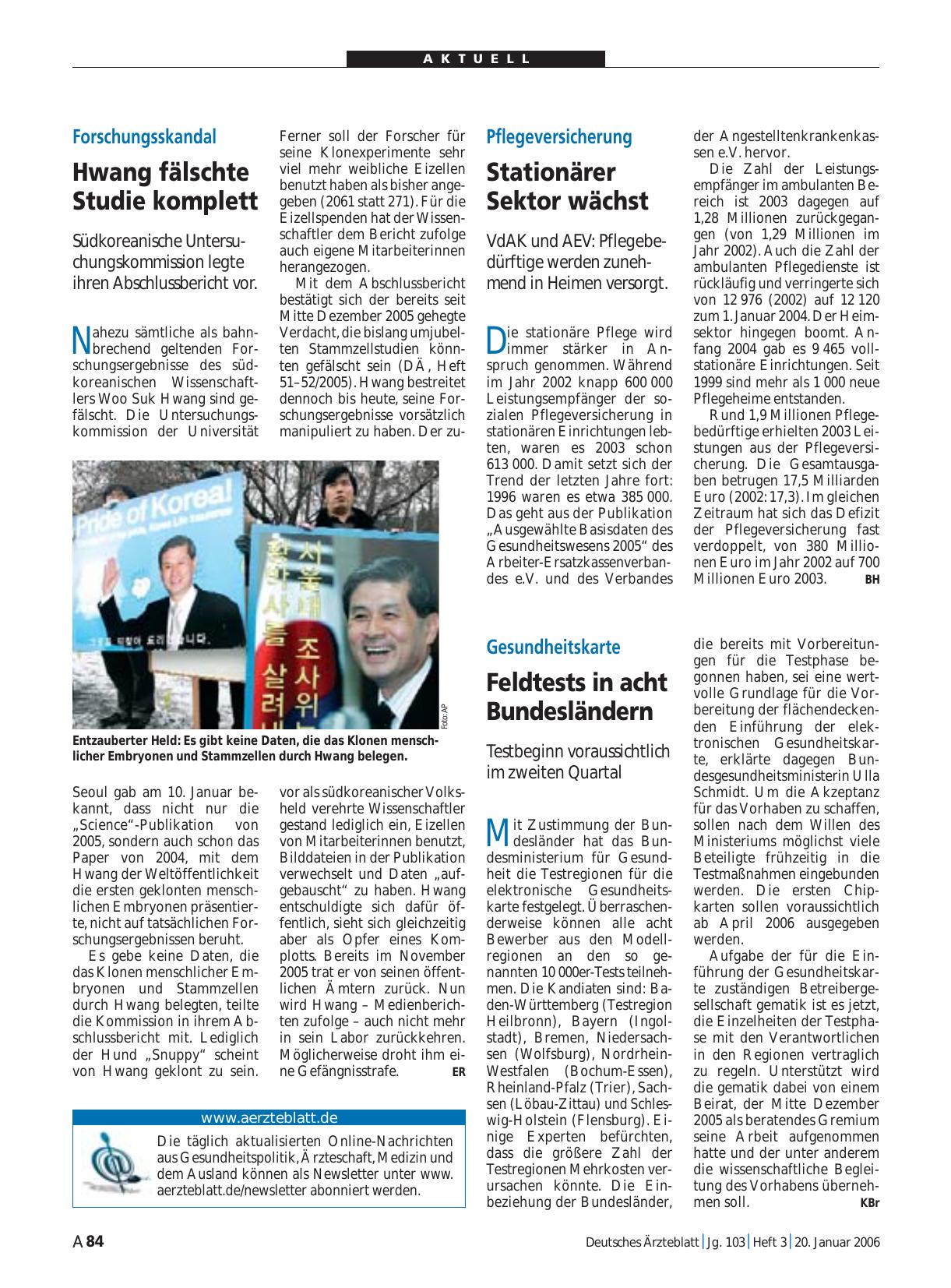 Vorschauseite 1: Forschungsskandal: Hwang fälschte Studie komplett
