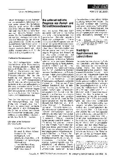 Vorschauseite 1: Niedrigere Ranitidindosis bei Leberzirrhose