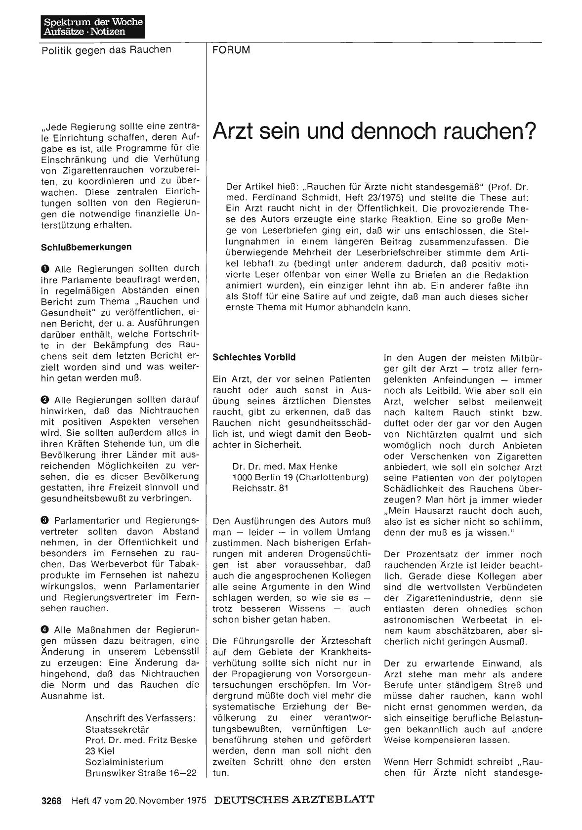Vorschauseite 1: Arzt sein und dennoch rauchen? : Schlechtes Vorbild 1