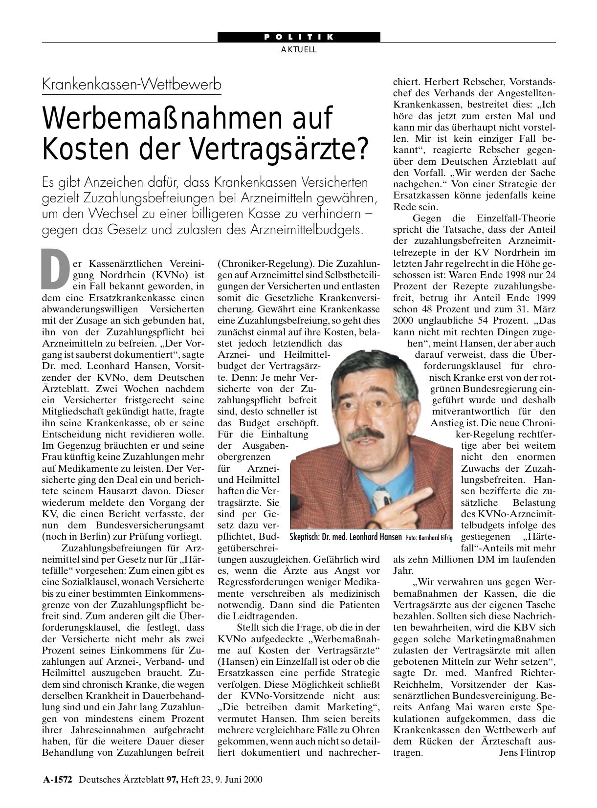 Vorschauseite 1: Krankenkassen-Wettbewerb: Werbemaßnahmen auf Kosten der Vertragsärzte?