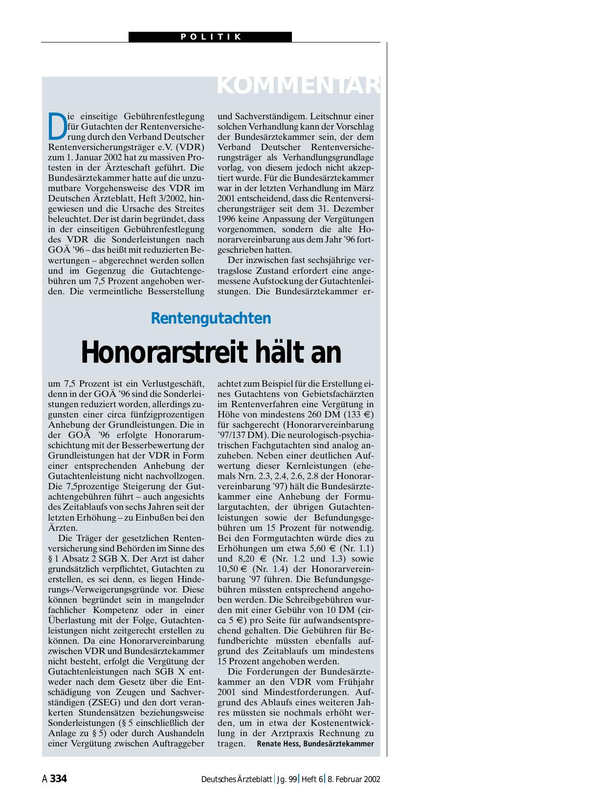 Vorschauseite 1: Rentengutachten: Honorarstreit hält an
