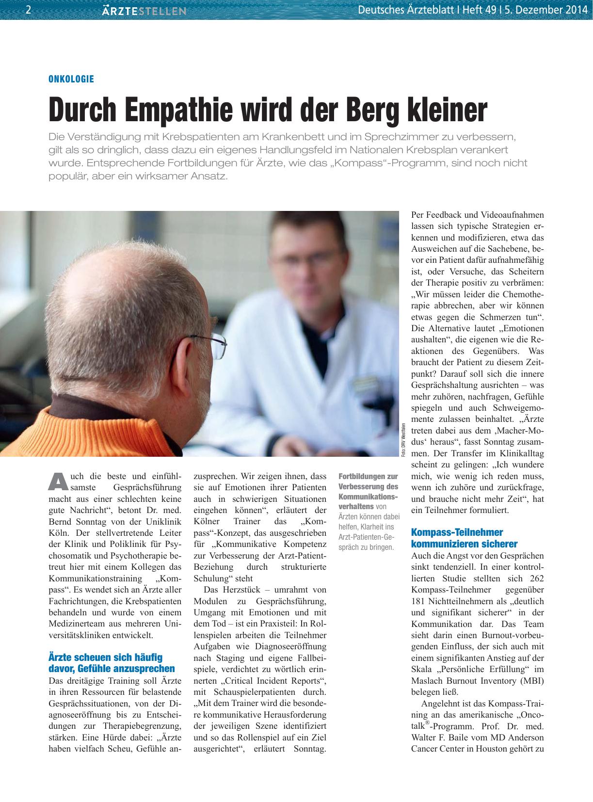 Vorschauseite 1: Onkologie: Durch Empathie wird der Berg kleiner