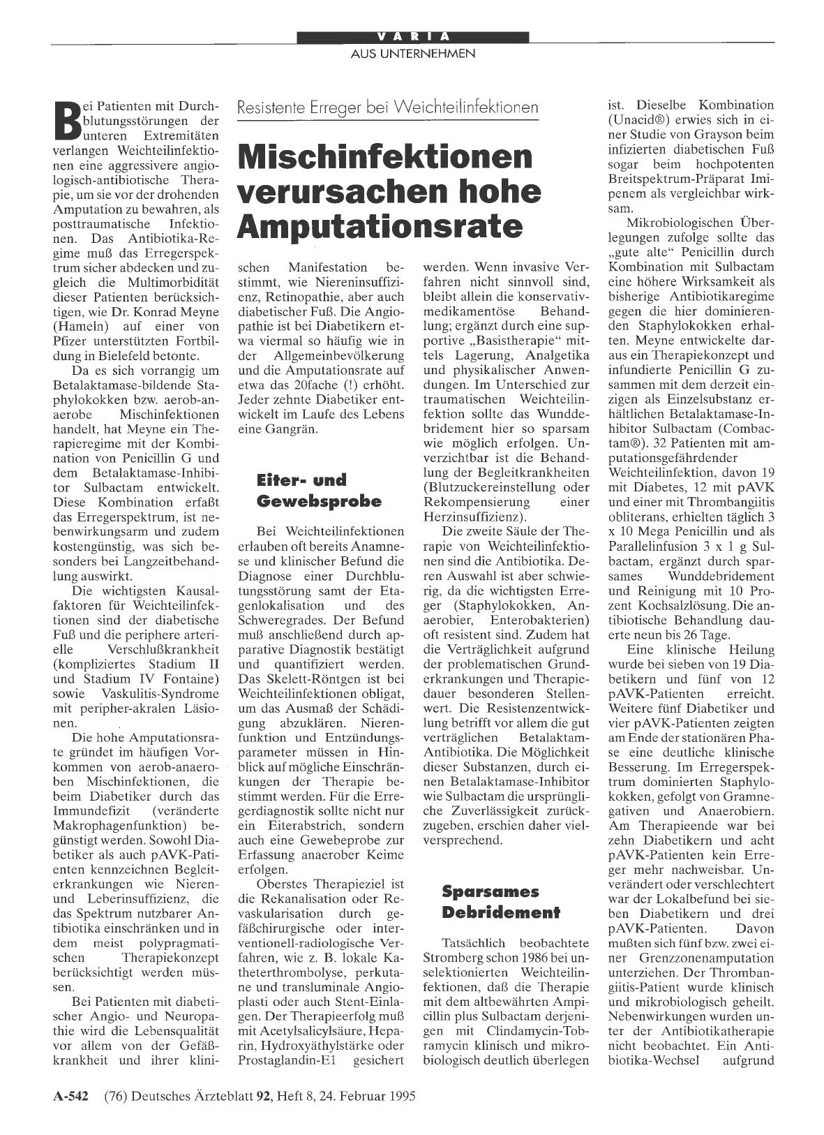 Vorschauseite 1: Resistente Erreger bei Weichteilinfektionen: Mischinfektionen verursachen hohe Amputationsrate