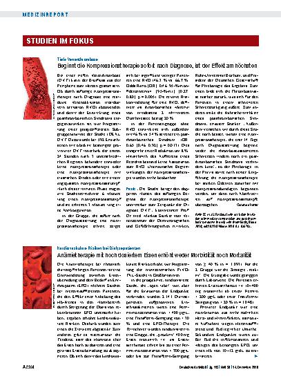 Vorschauseite 1: Kardiovaskuläre Risiken bei Dialysepatienten: Anämietherapie mit hoch dosiertem Eisen erhöht weder Morbidität noch Mortalität
