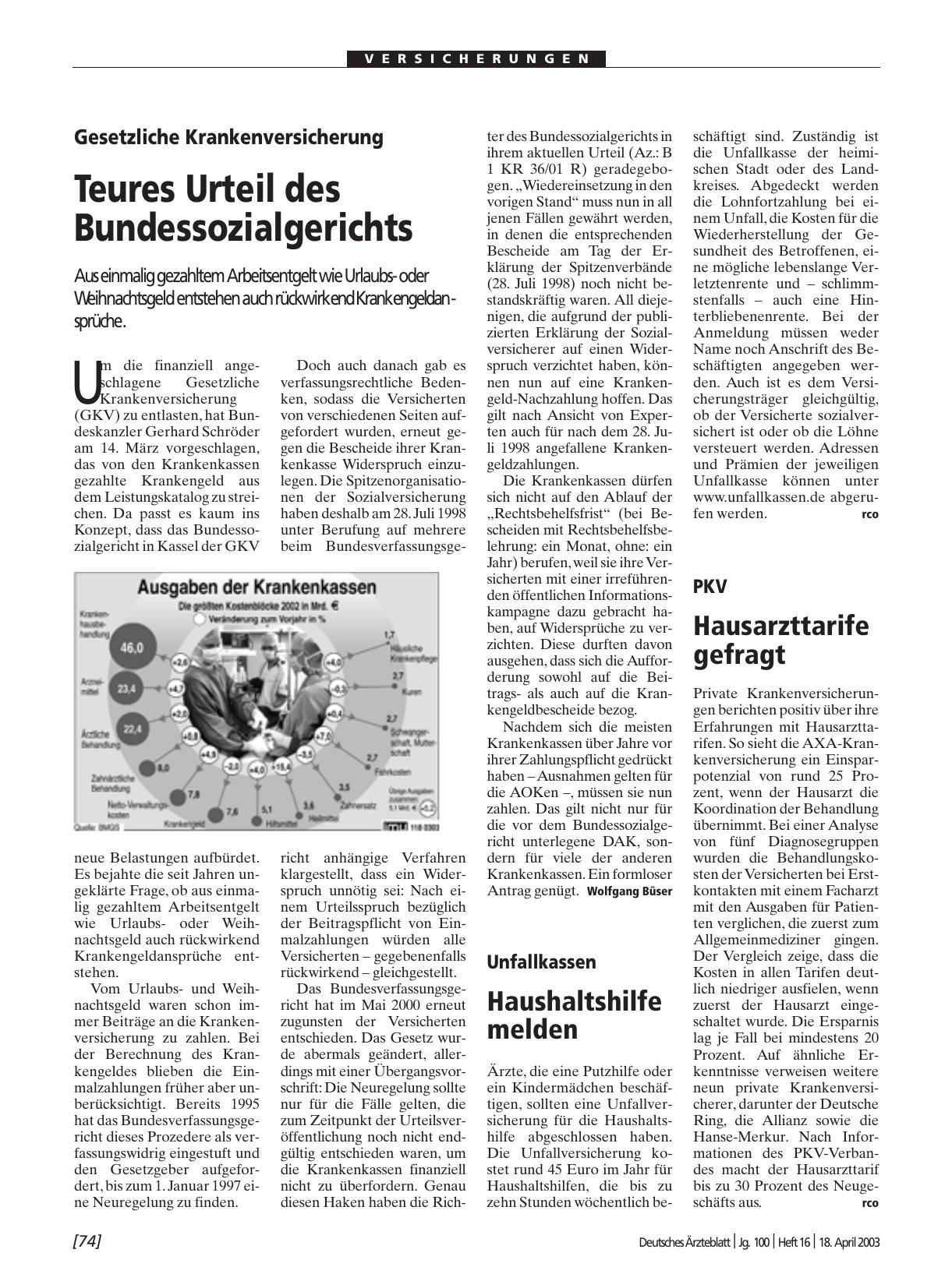 Vorschauseite 1: Gesetzliche Krankenversicherung: Teures Urteil des Bundessozialgerichts