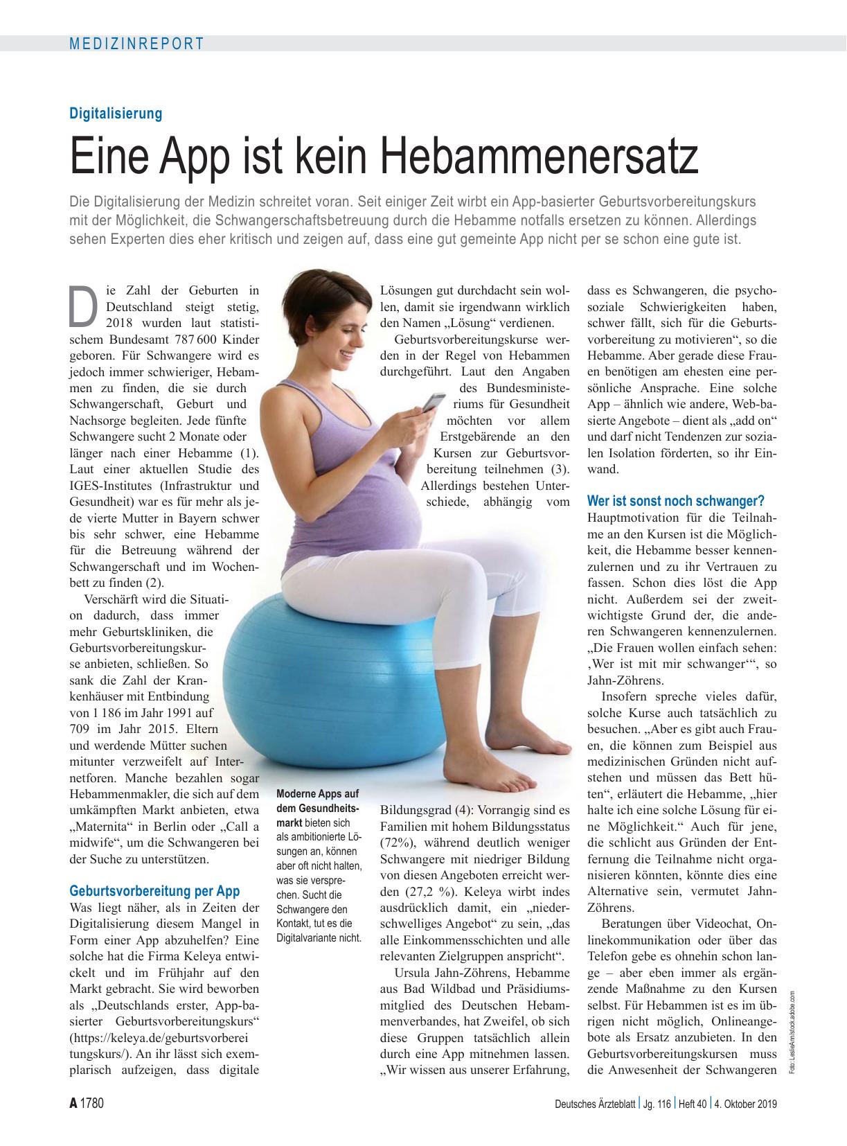 Vorschauseite 1: Digitalisierung: Eine App ist kein Hebammenersatz