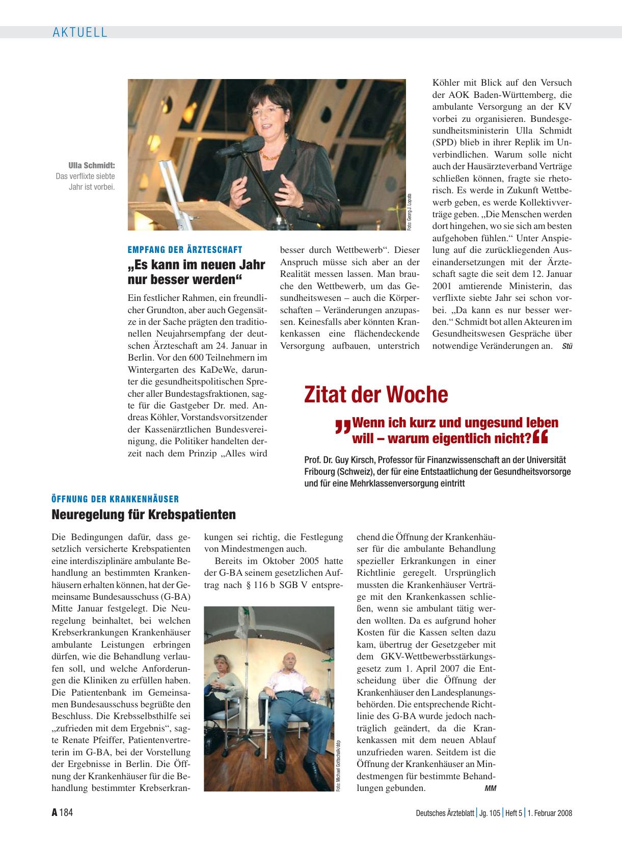 Vorschauseite 1: Empfang der Ärzteschaft: „Es kann im neuen Jahr nur besser werden“