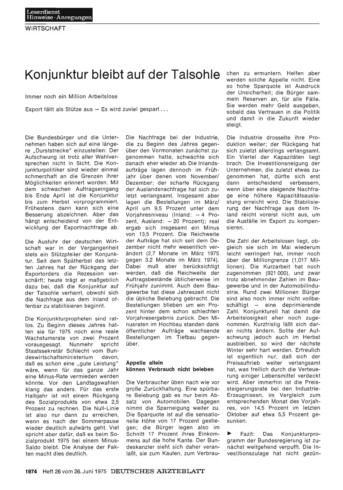 Vorschauseite 1: Konjunktur bleibt auf der Talsohle