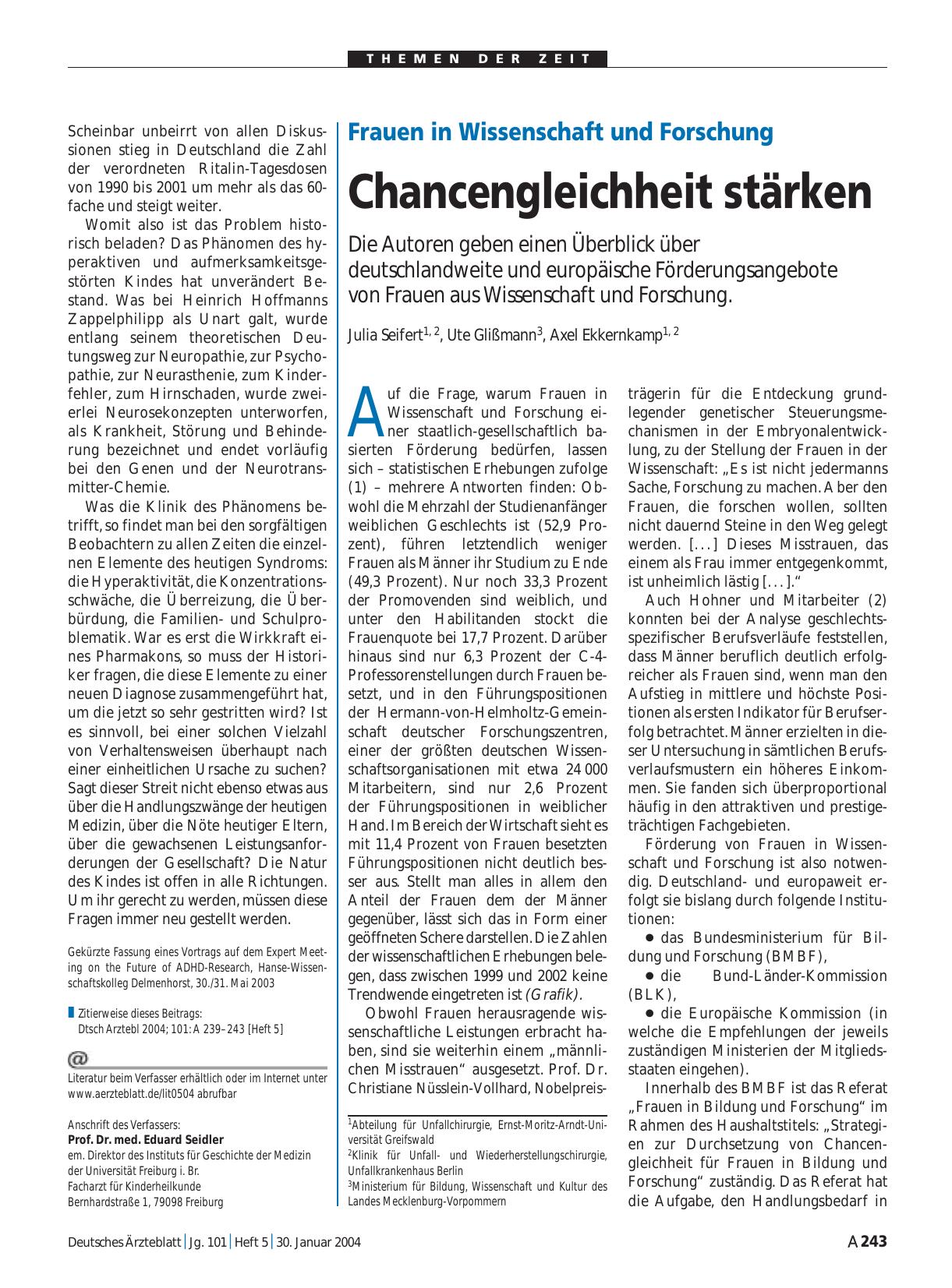 Vorschauseite 1: Frauen in Wissenschaft und Forschung: Chancengleichheit stärken