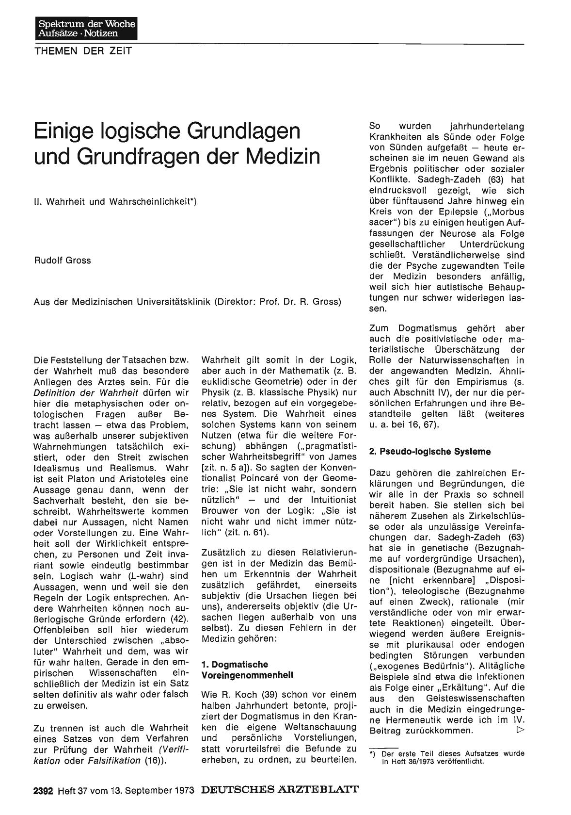 Vorschauseite 1: Einige logische Grundlagen und Grundfragen der Medizin