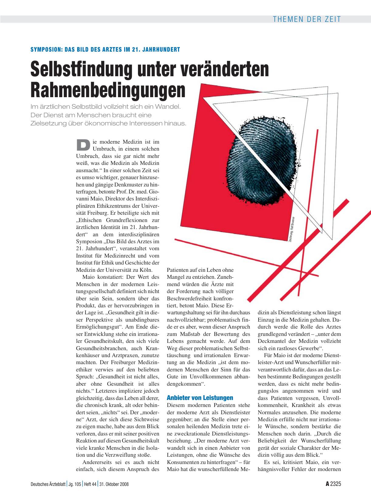 Vorschauseite 1: Symposion: Das Bild des Arztes im 21. Jahrhundert – Selbstfindung unter veränderten Rahmenbedingungen