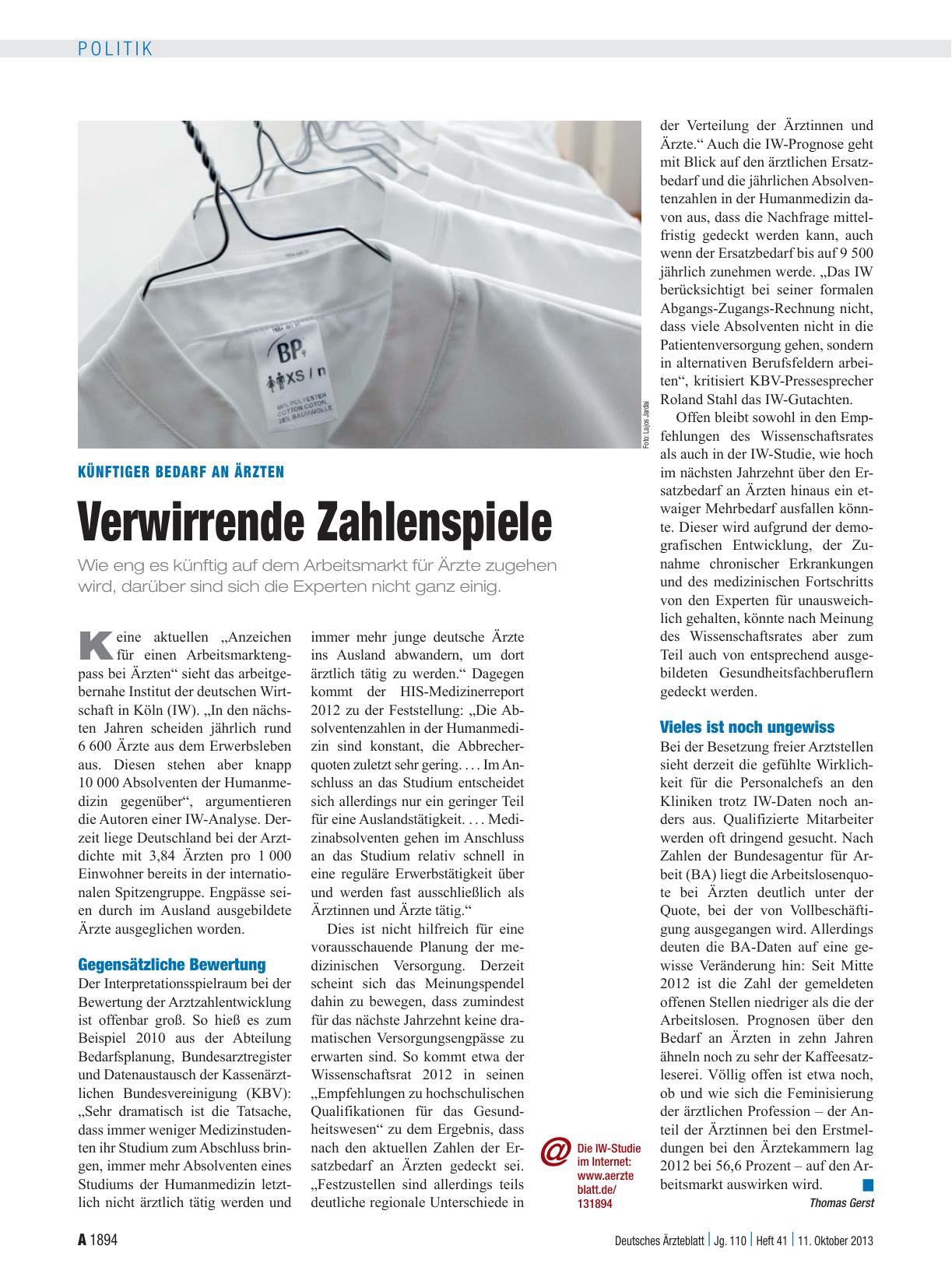 Vorschauseite 1: Künftiger Bedarf an Ärzten: Verwirrende Zahlenspiele