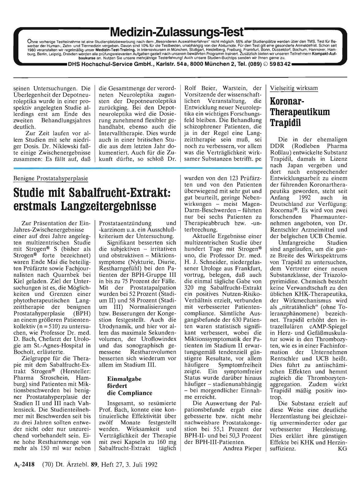 Vorschauseite 1: Vielseitig wirksam: Koronar-Therapeutikum Trapidil