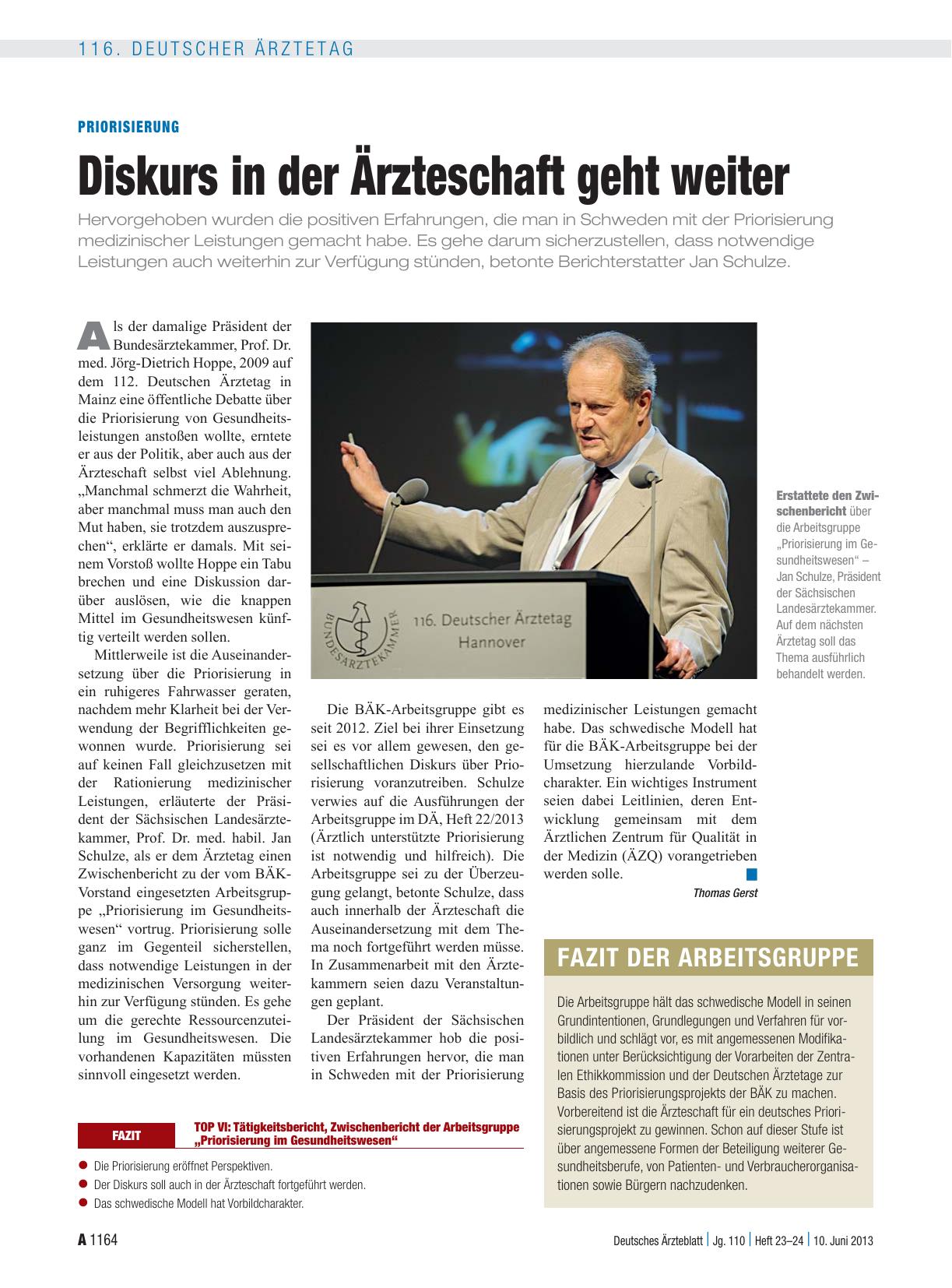 Vorschauseite 1: Priorisierung: Diskurs in der Ärzteschaft geht weiter
