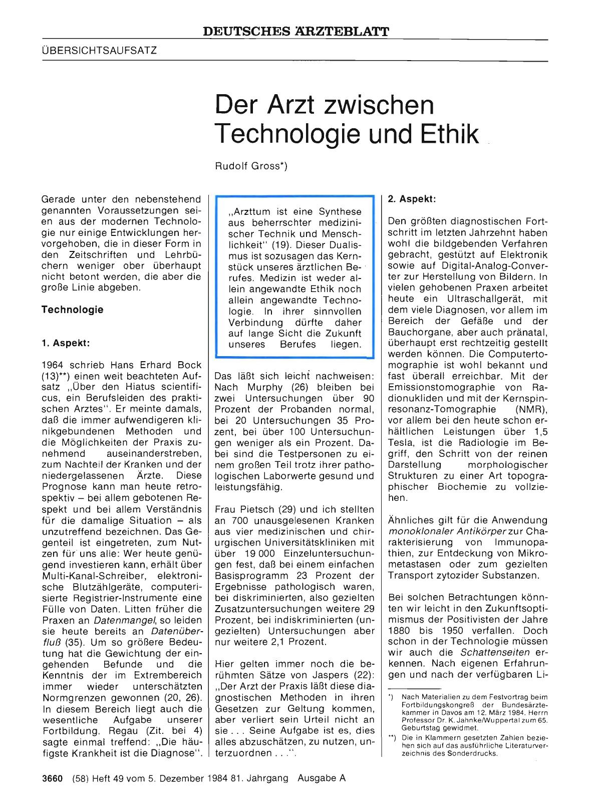 Vorschauseite 1: Der Arzt zwischen Technologie und Ethik