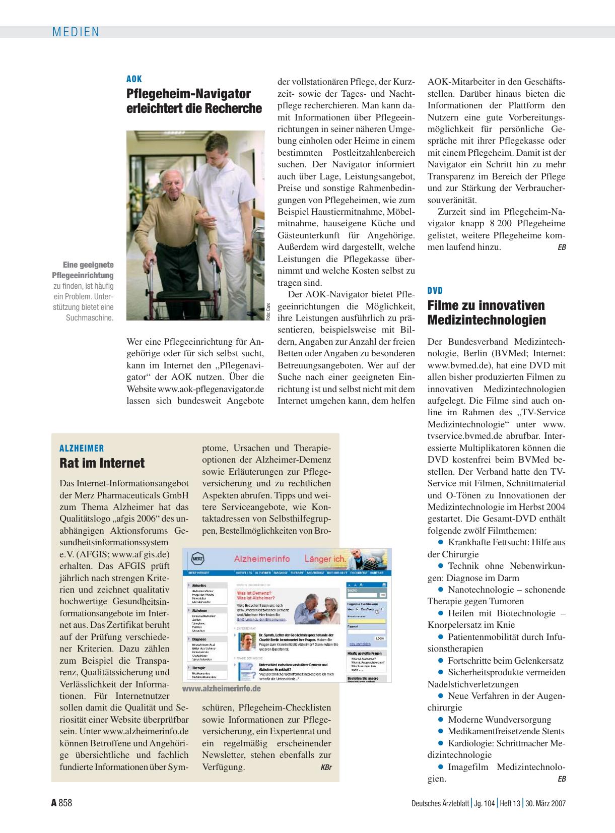 Vorschauseite 1: Alzheimer: Rat im Internet
