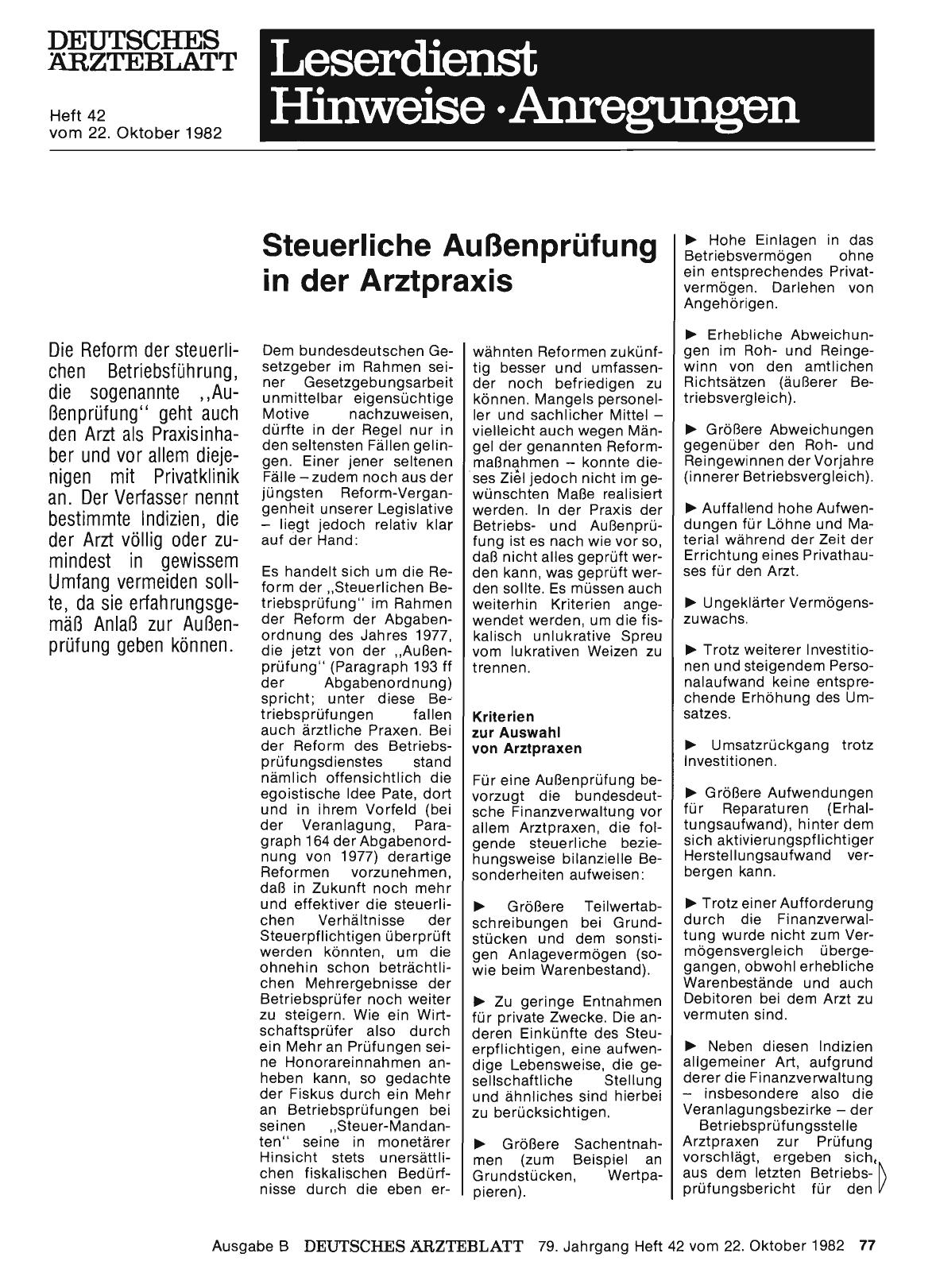 Vorschauseite 1: Steuerliche Außenprüfung in der Arztpraxis