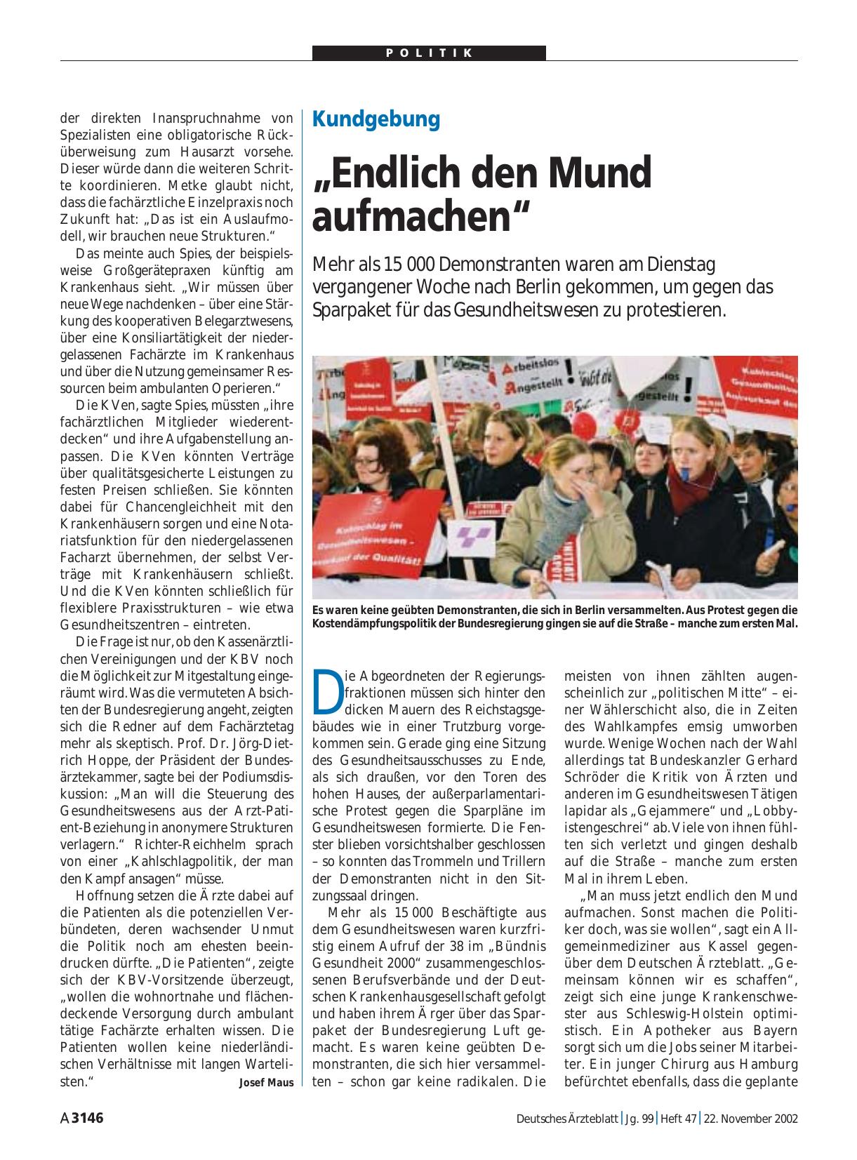 Vorschauseite 1: Kundgebung: „Endlich den Mund aufmachen“