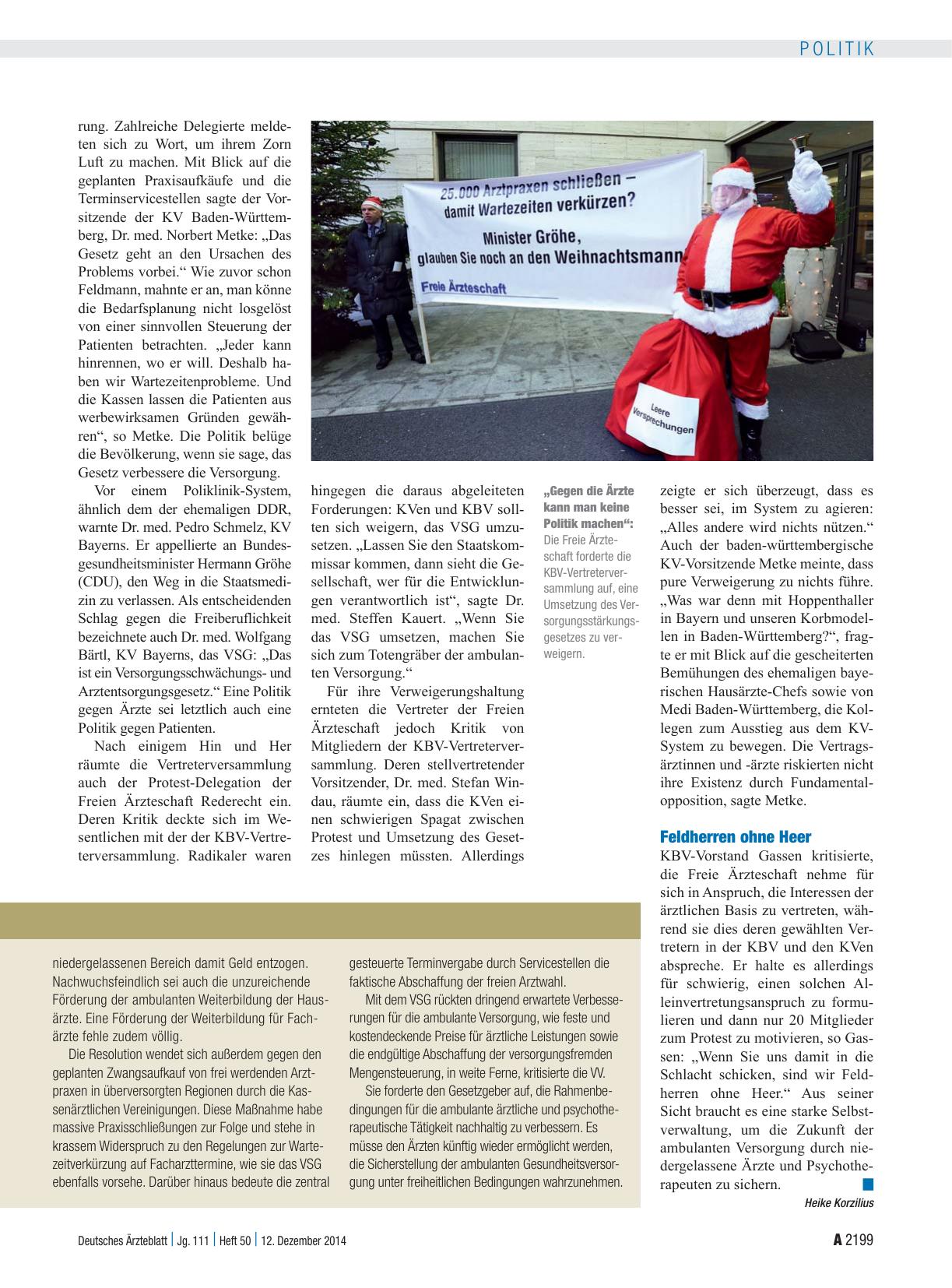 Vorschauseite 3: KBV-Vertreterversammlung: Geschlossener Protest gegen das „Arztentsorgungsgesetz“
