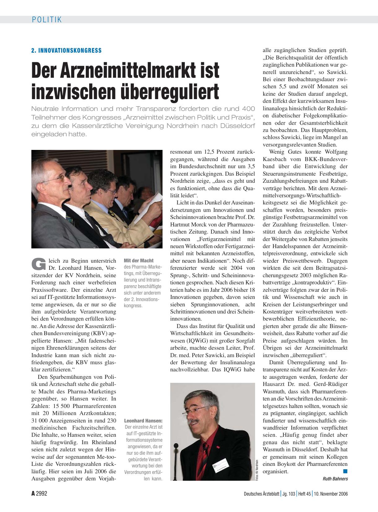 Vorschauseite 1: 2. Innovationskongress: Der Arzneimittelmarkt ist inzwischen überreguliert