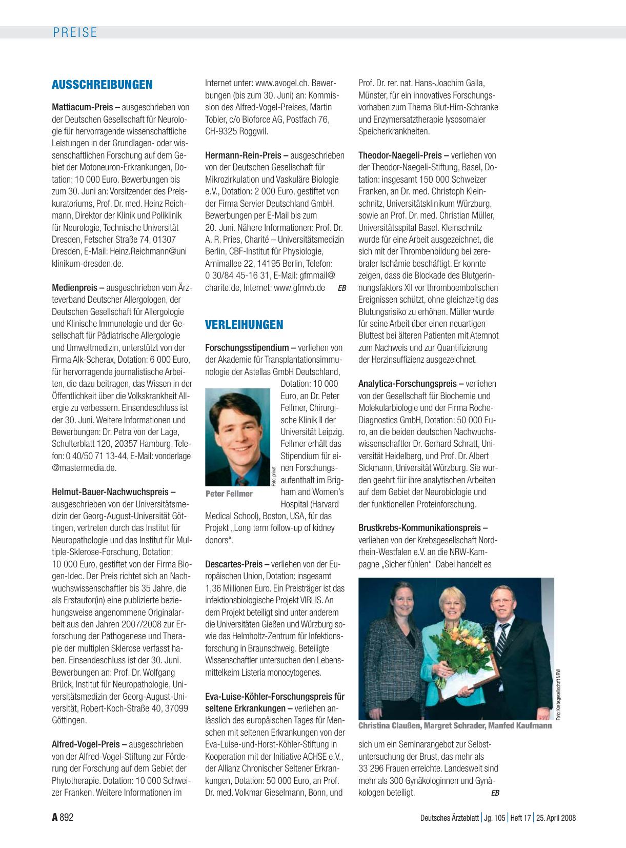 Vorschauseite 1: Verleihungen