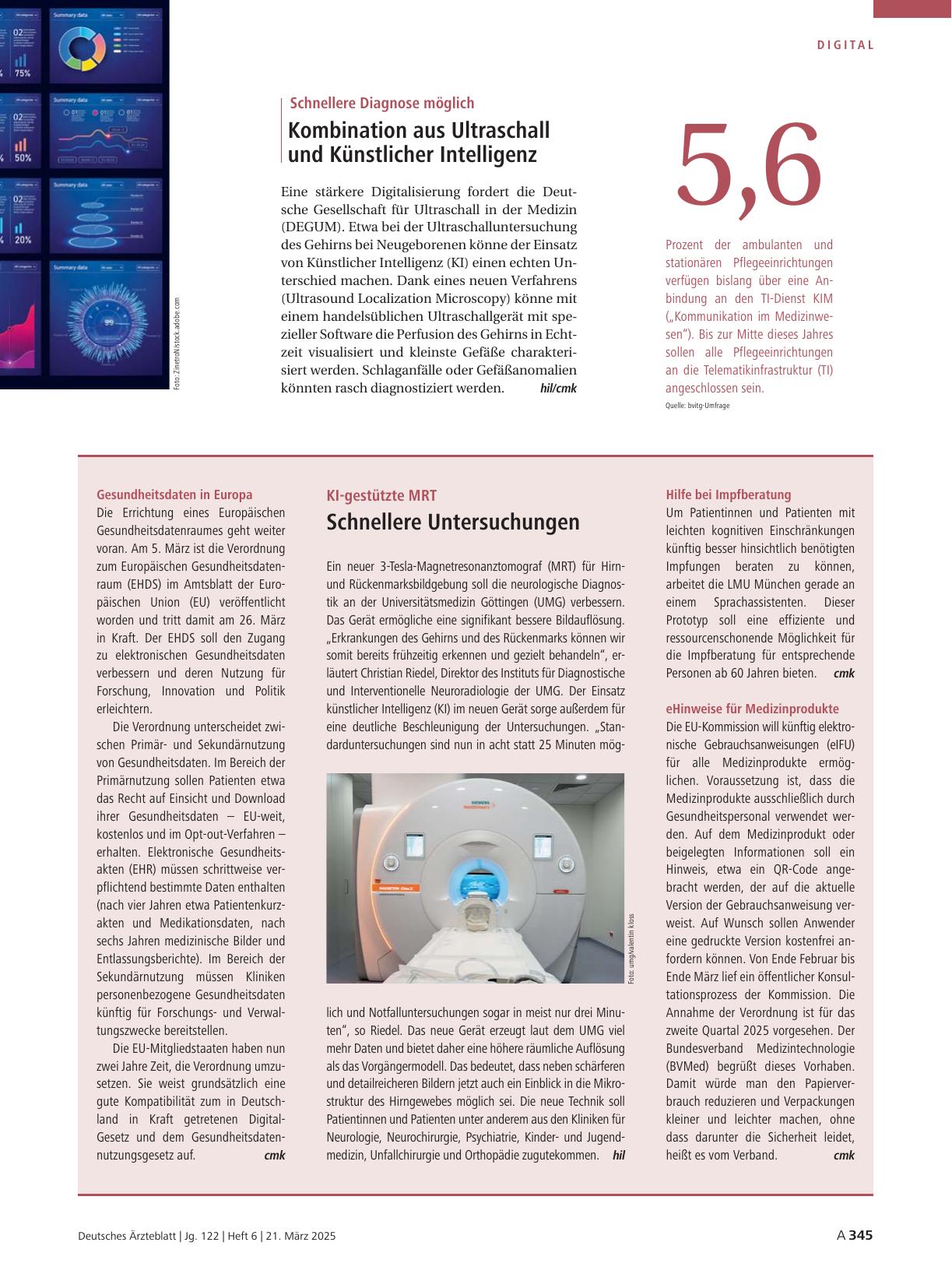 Vorschauseite 1: Schnellere Diagnose möglich: Kombination aus Ultraschall und Künstlicher Intelligenz