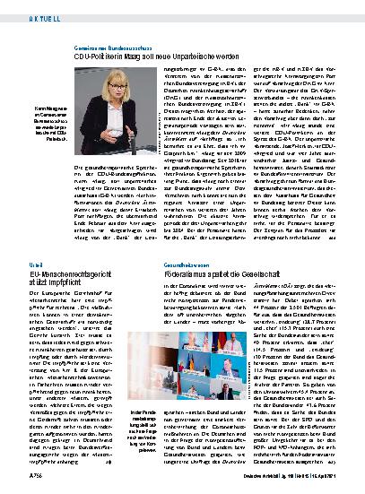 Vorschauseite 1: Gemeinsamer Bundesausschuss: CDU-Politikerin Maag soll neue Unparteiische werden
