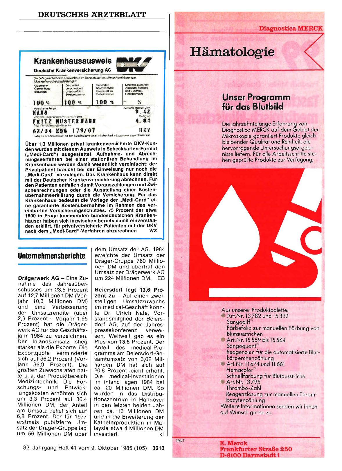 Vorschauseite 1: Krankenhausausweis Deutsche Krankenversicherung AG