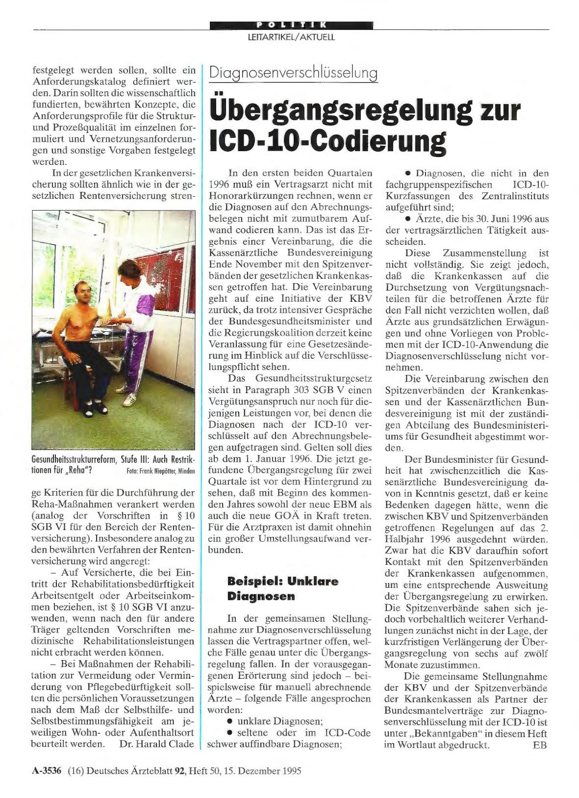 Vorschauseite 1: Diagnosenverschlüsselung: Übergangsregelung zur ICD-10-Codierung