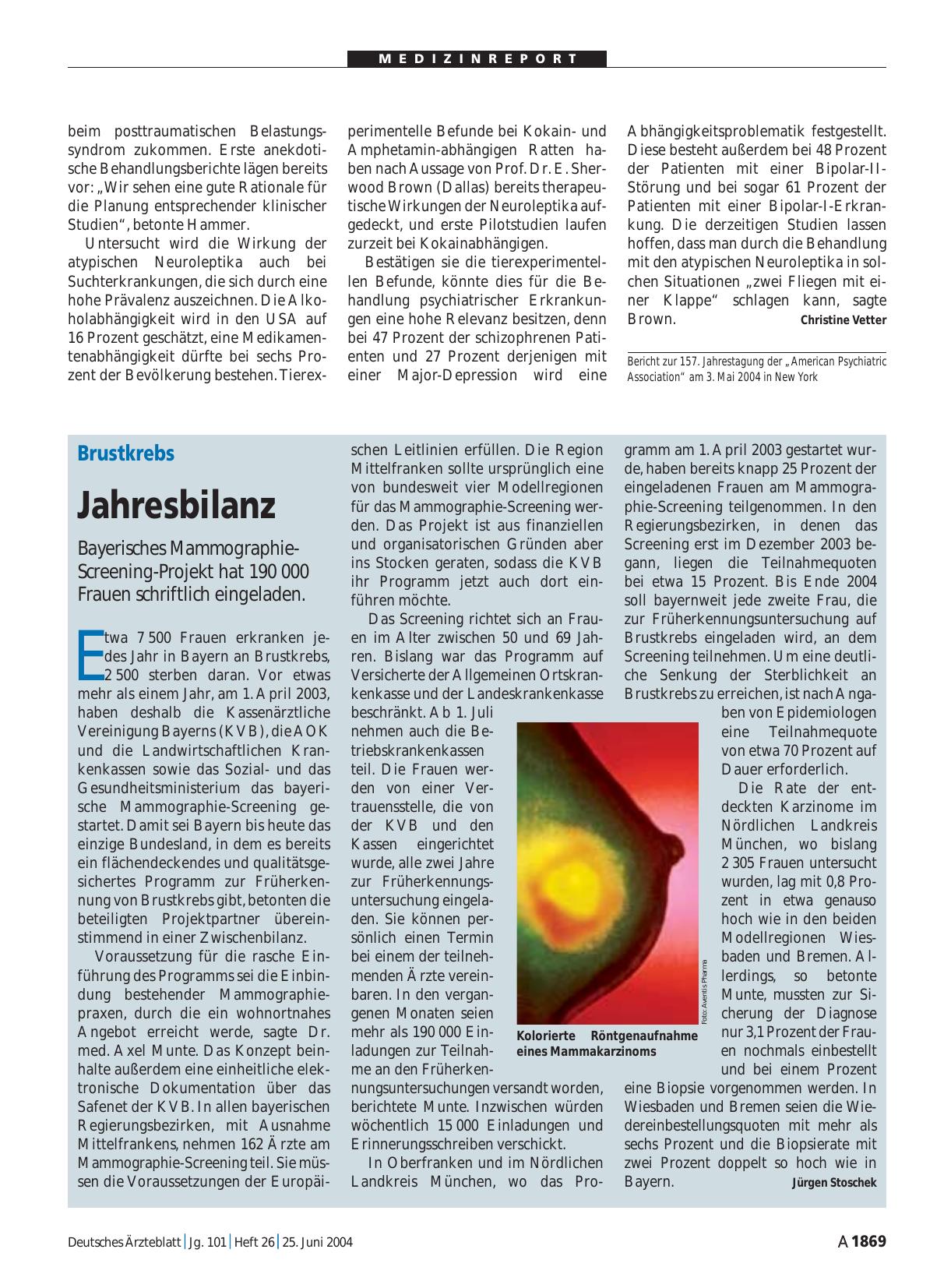 Vorschauseite 1: Brustkrebs: Jahresbilanz