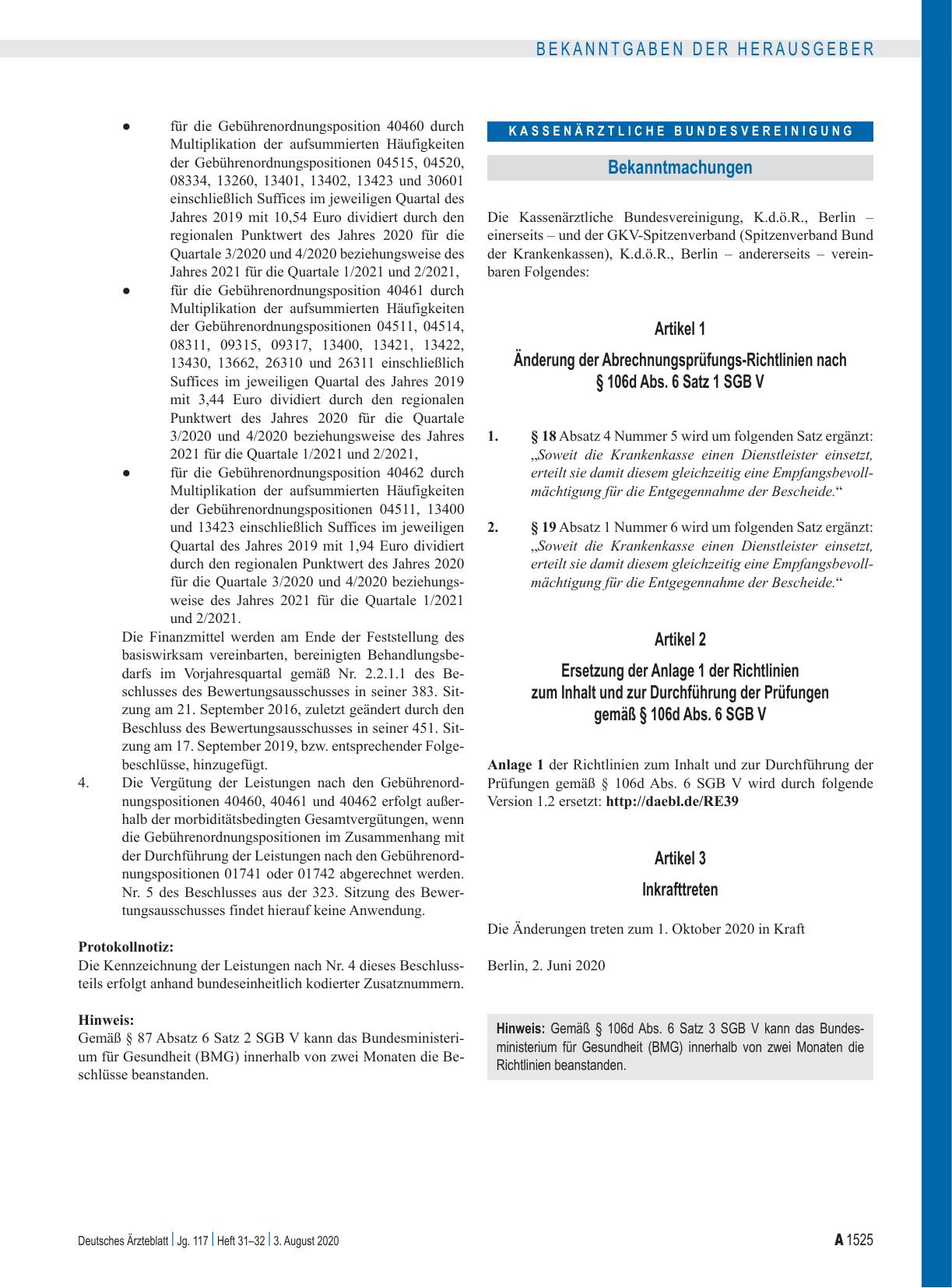 Vorschauseite 3: Beschluss des Bewertungsausschusses nach § 87 Abs. 1 Satz 1 SGB V in seiner 507. Sitzung (schriftliche Beschlussfassung)
