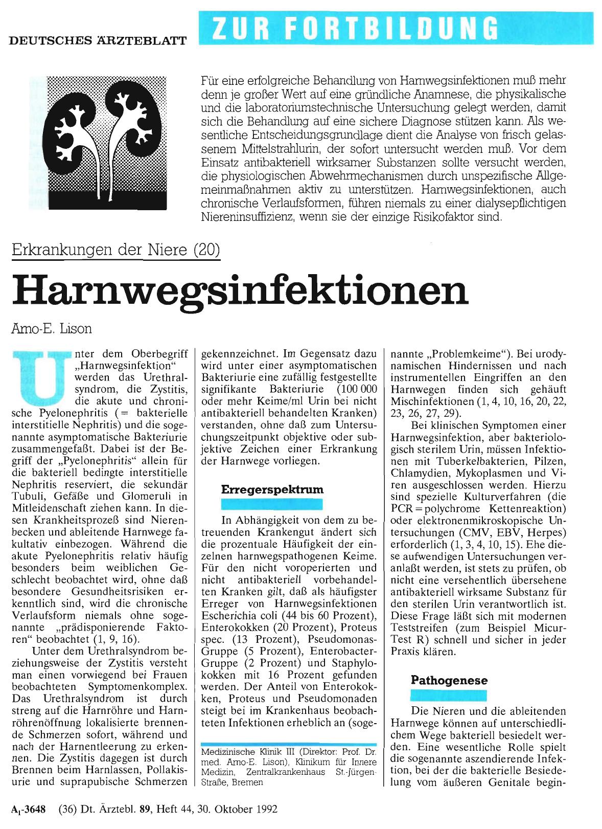 Vorschauseite 1: Erkrankungen der Niere (20): Harnwegsinfektionen