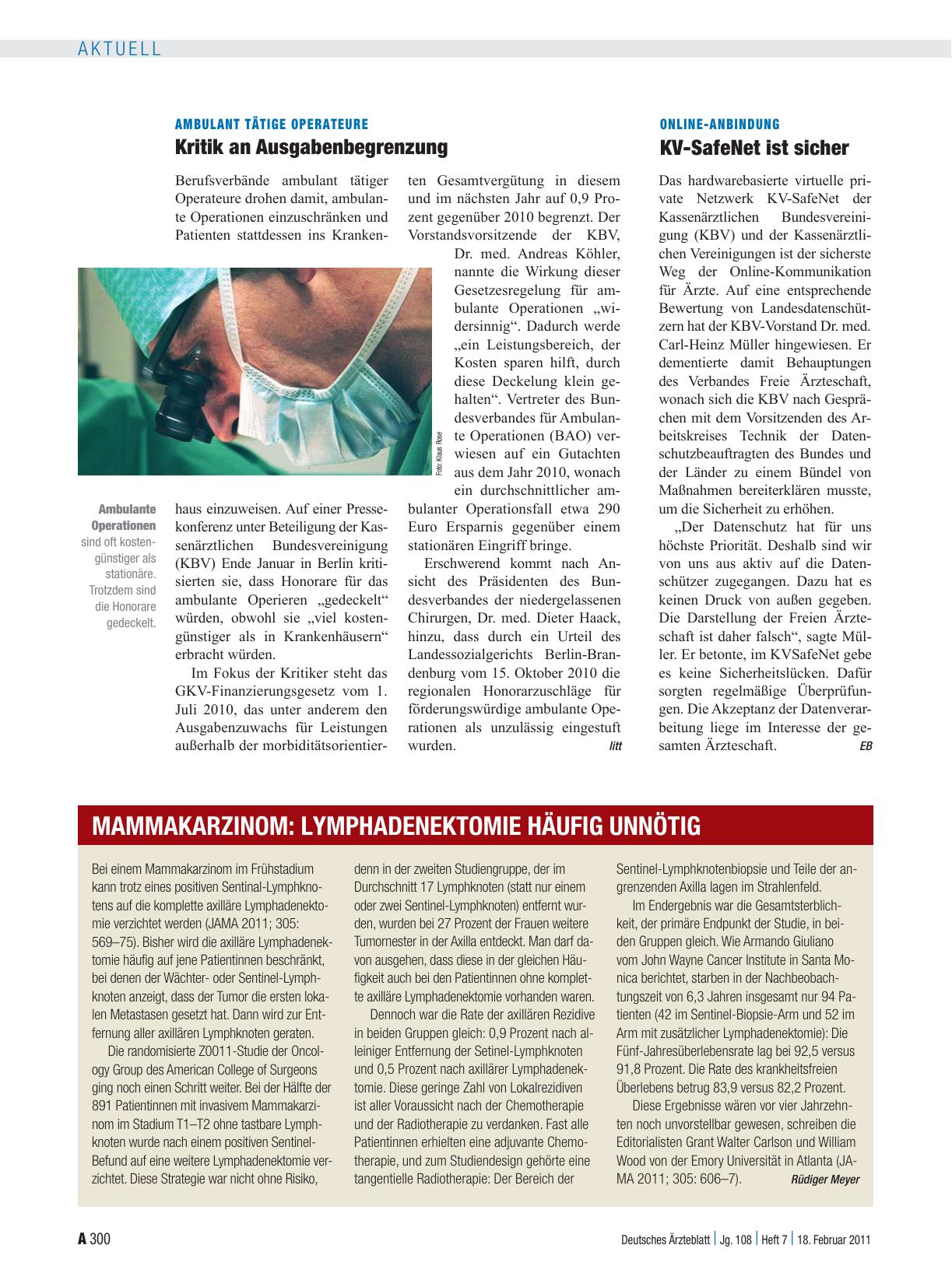 Vorschauseite 1: Ambulant tätige Operateure: Kritik an Ausgabenbegrenzung