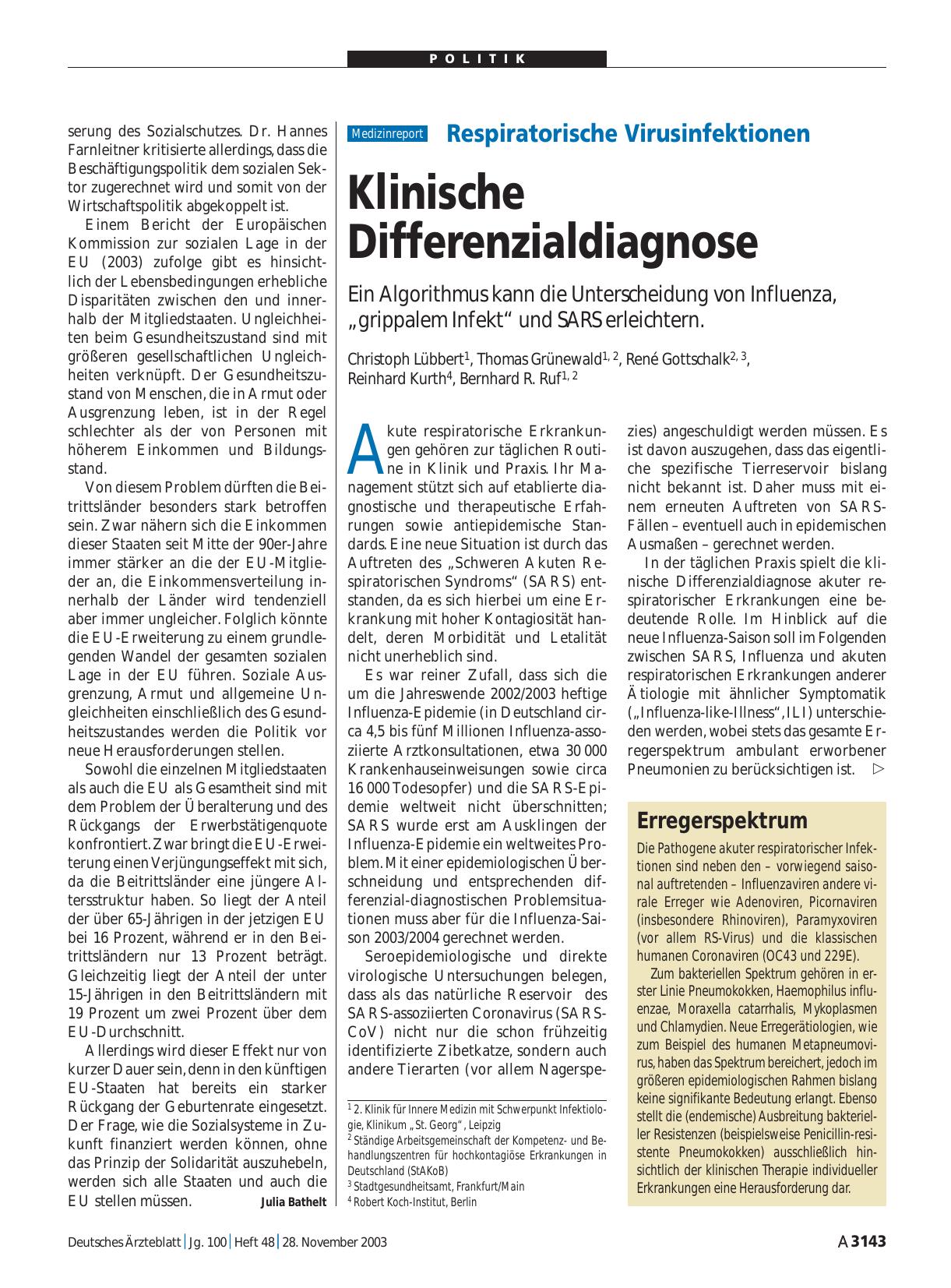 Vorschauseite 1: Respiratorische Virusinfektionen: Klinische Differenzialdiagnose
