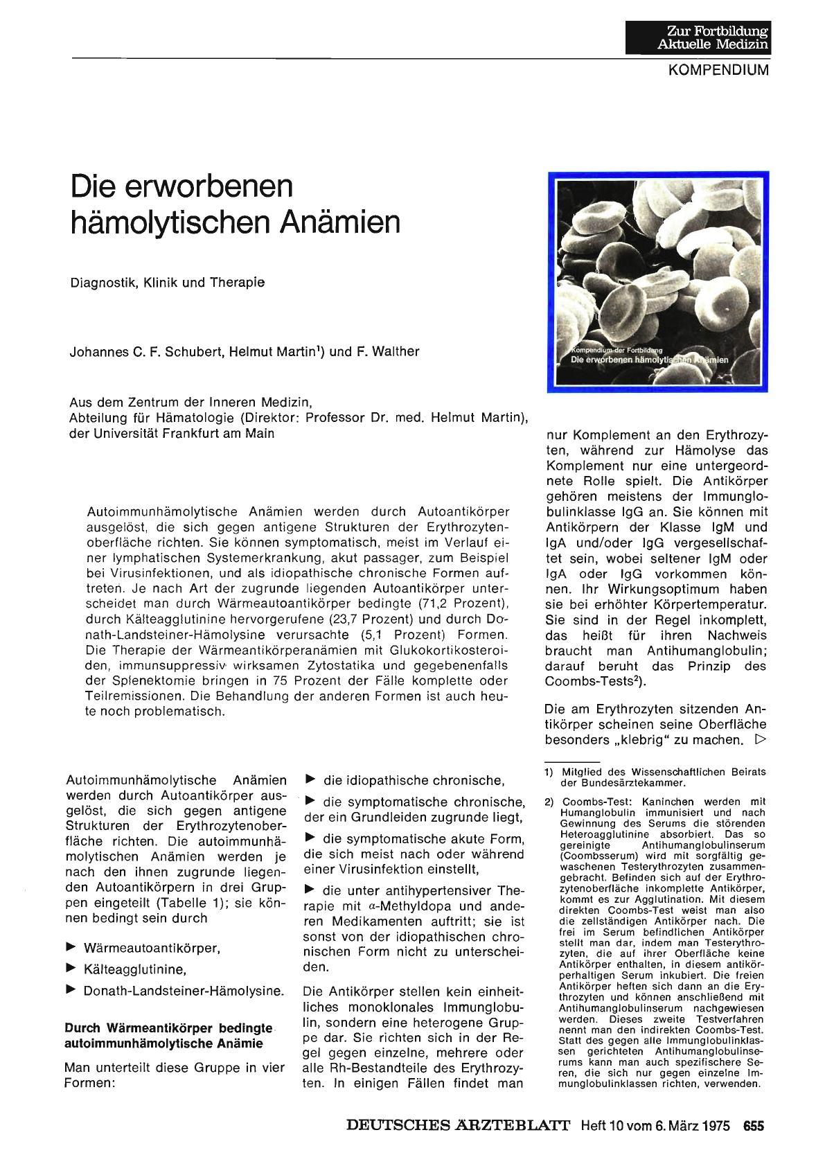 Vorschauseite 1: Die erworbenen hämolytischen Anämien
