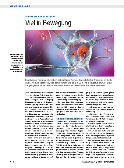 Vorschauseite 1: Therapie des Morbus Parkinson: Viel in Bewegung
