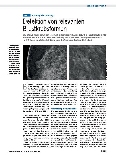 Vorschauseite 1: Mammografie-Screening: Detektion von relevanten Brustkrebsformen