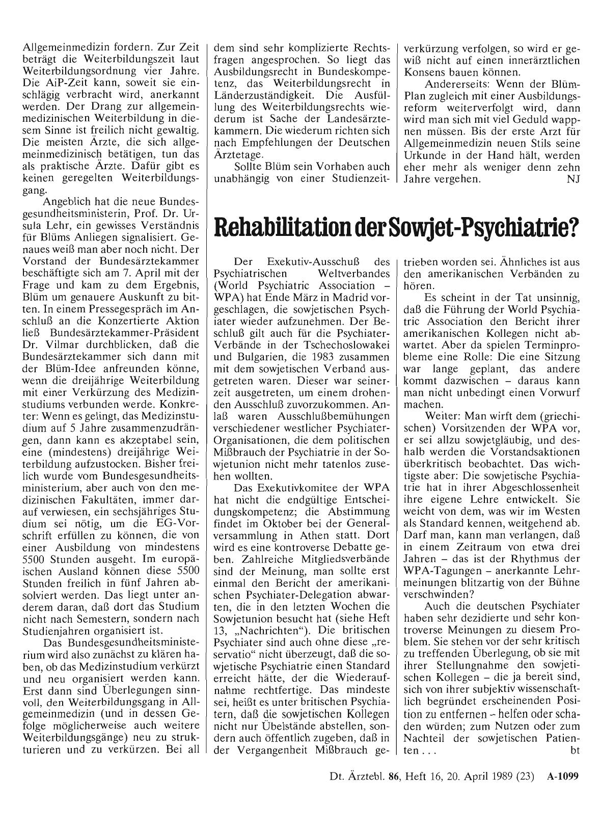 Vorschauseite 1: Rehabilitation der Sowjet-Psychiatrie?