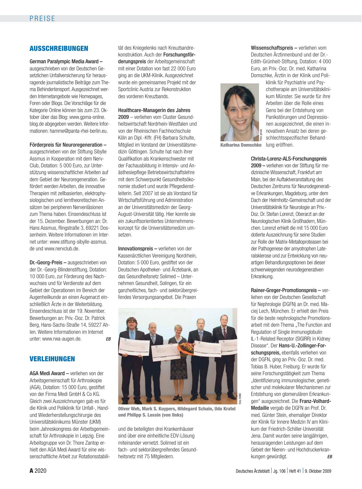 Vorschauseite 1: Verleihungen