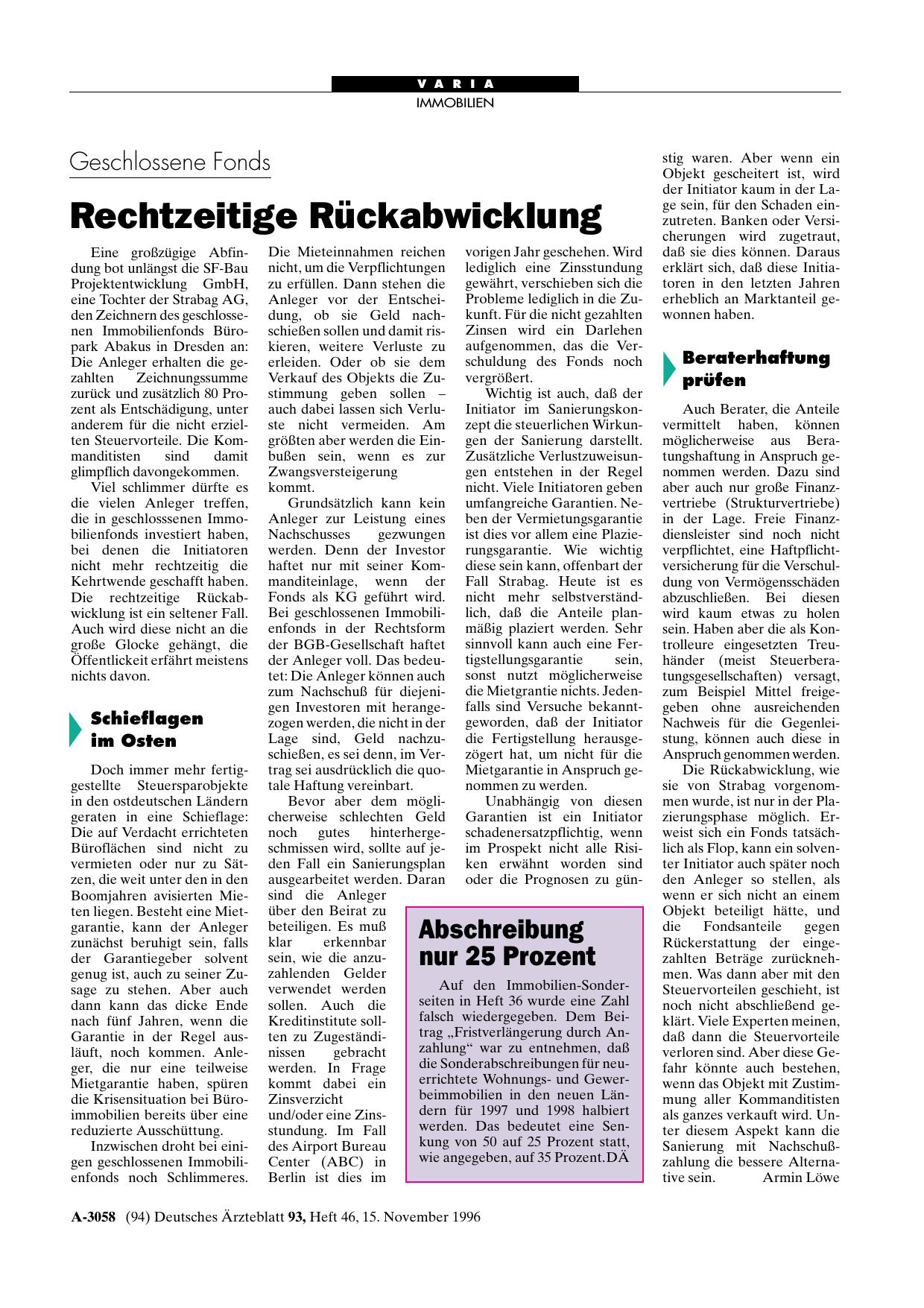 Vorschauseite 1: Geschlossene Fonds: Rechtzeitige Rückabwicklung