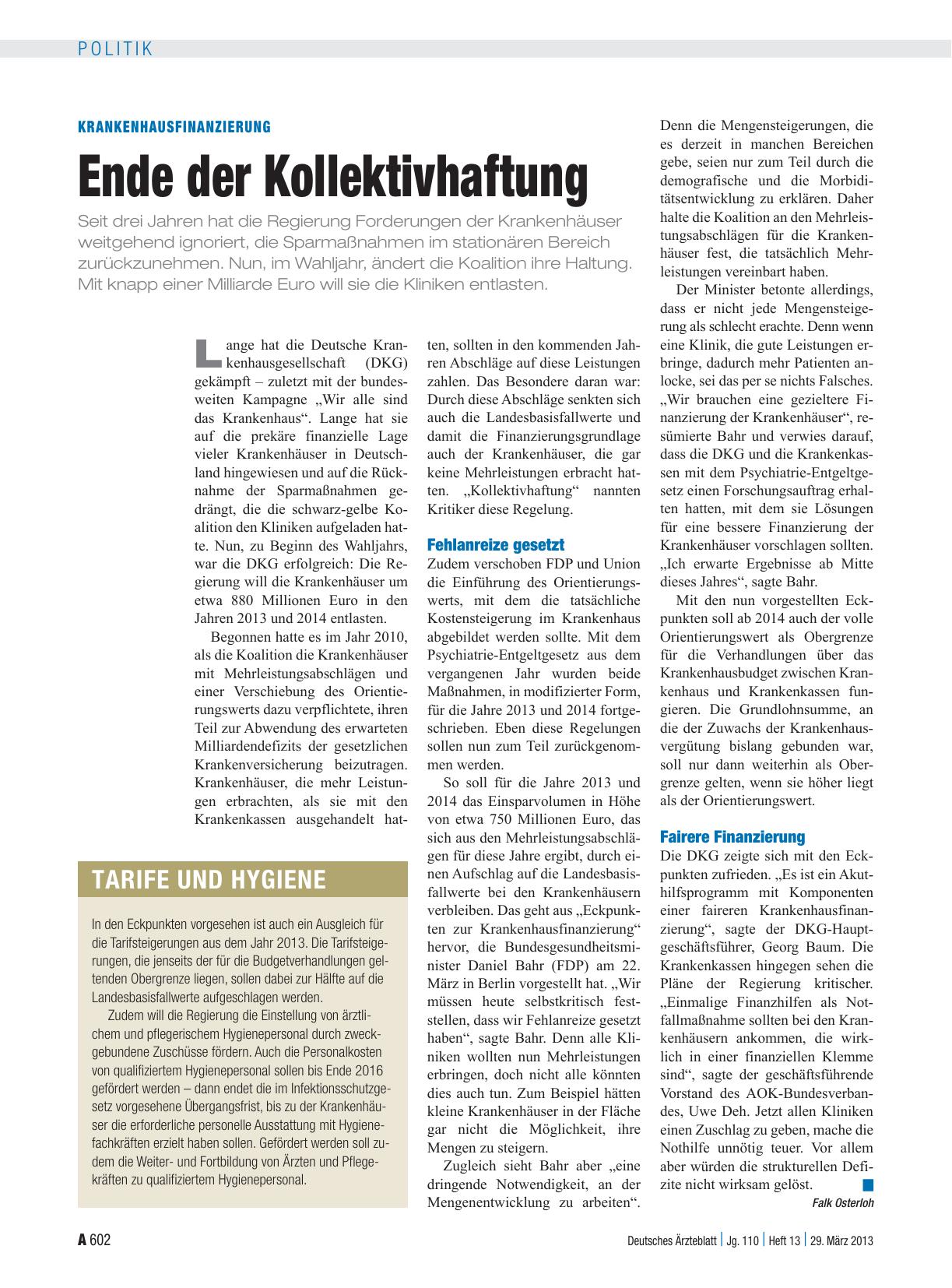 Vorschauseite 1: Krankenhausfinanzierung: Ende der Kollektivhaftung